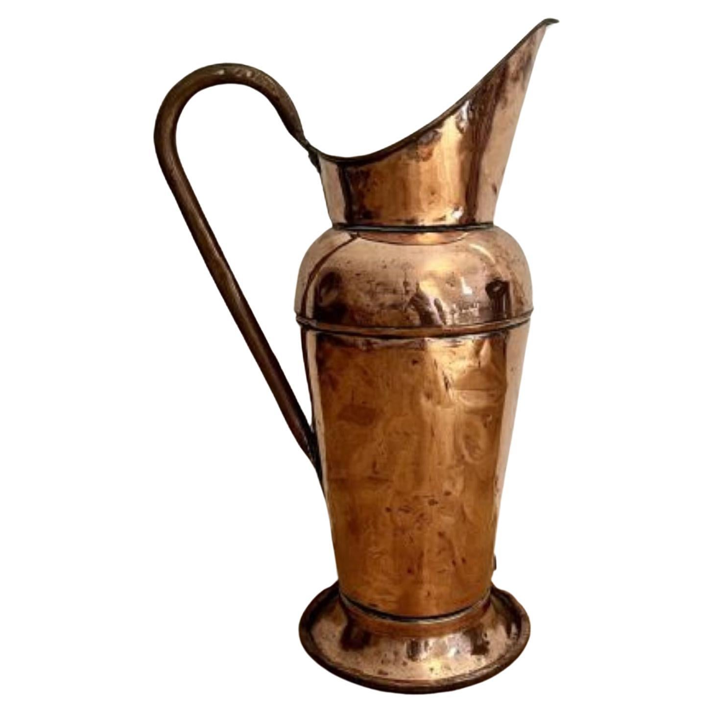 Outstanding quality large antique Victorian copper jug  For Sale