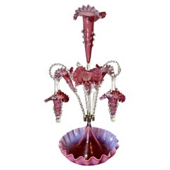 Outstanding quality large antique Victorian cranberry glass epergne