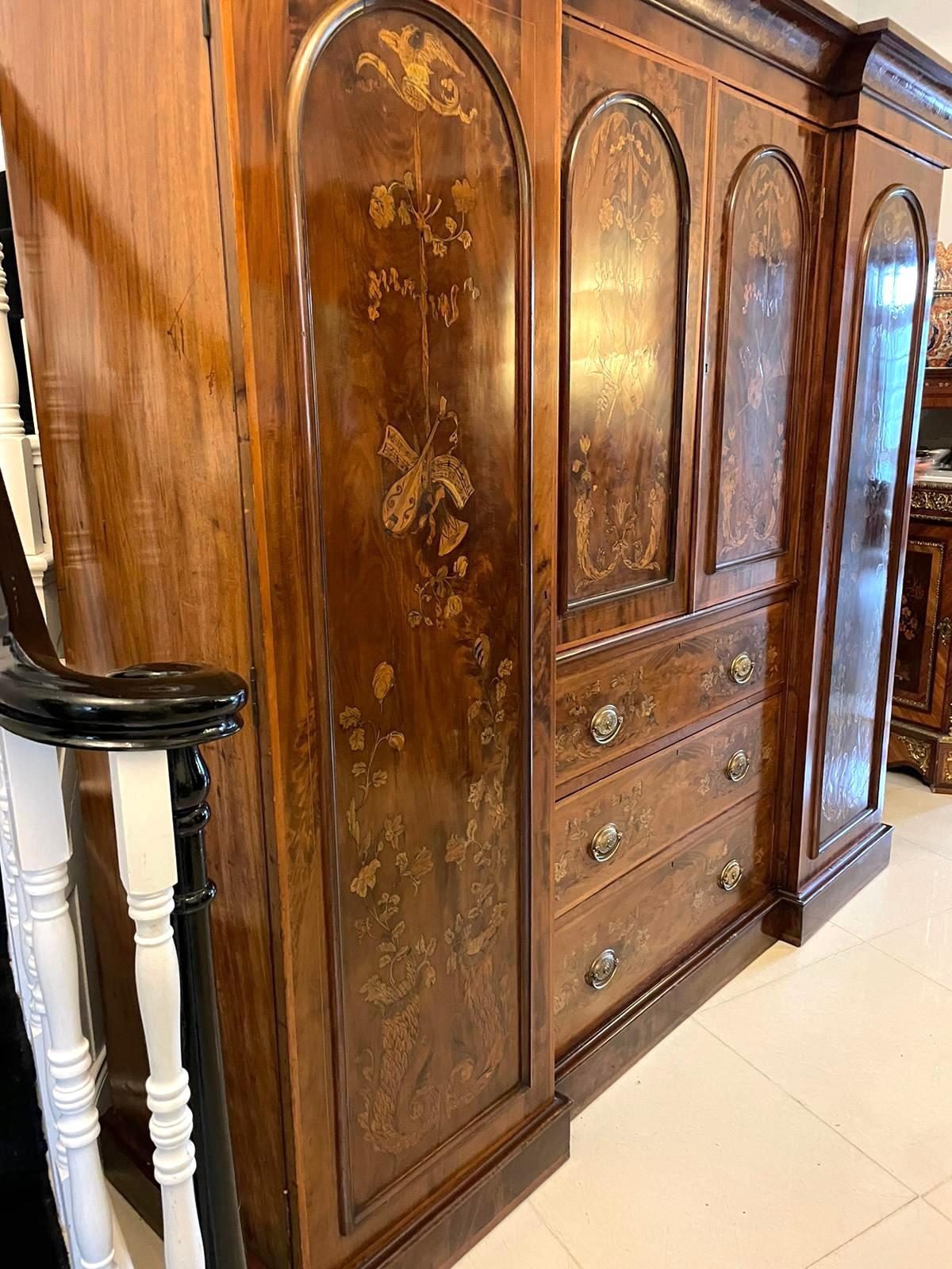 Inlay Outstanding Quality Large Antique Victorian Inlaid Mahogany Wardrobe
