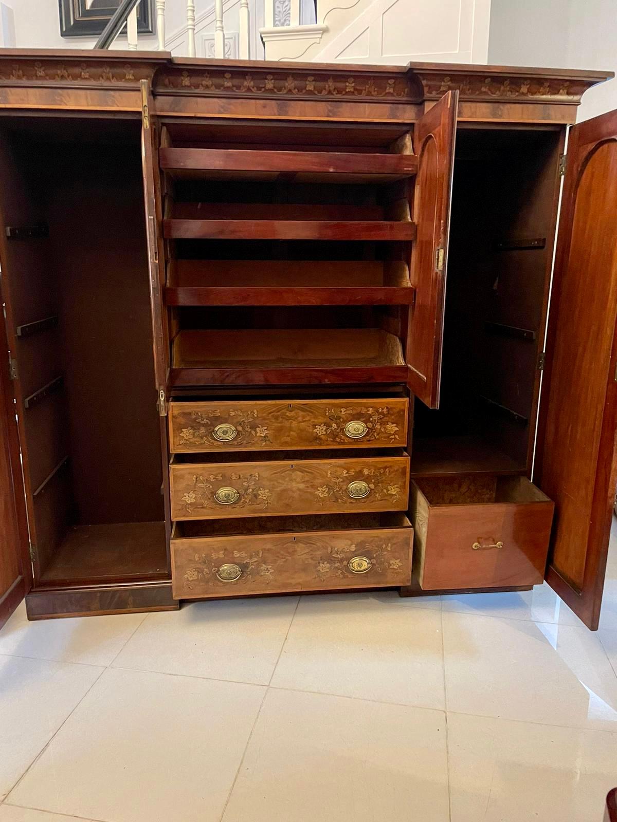 19th Century Outstanding Quality Large Antique Victorian Inlaid Mahogany Wardrobe