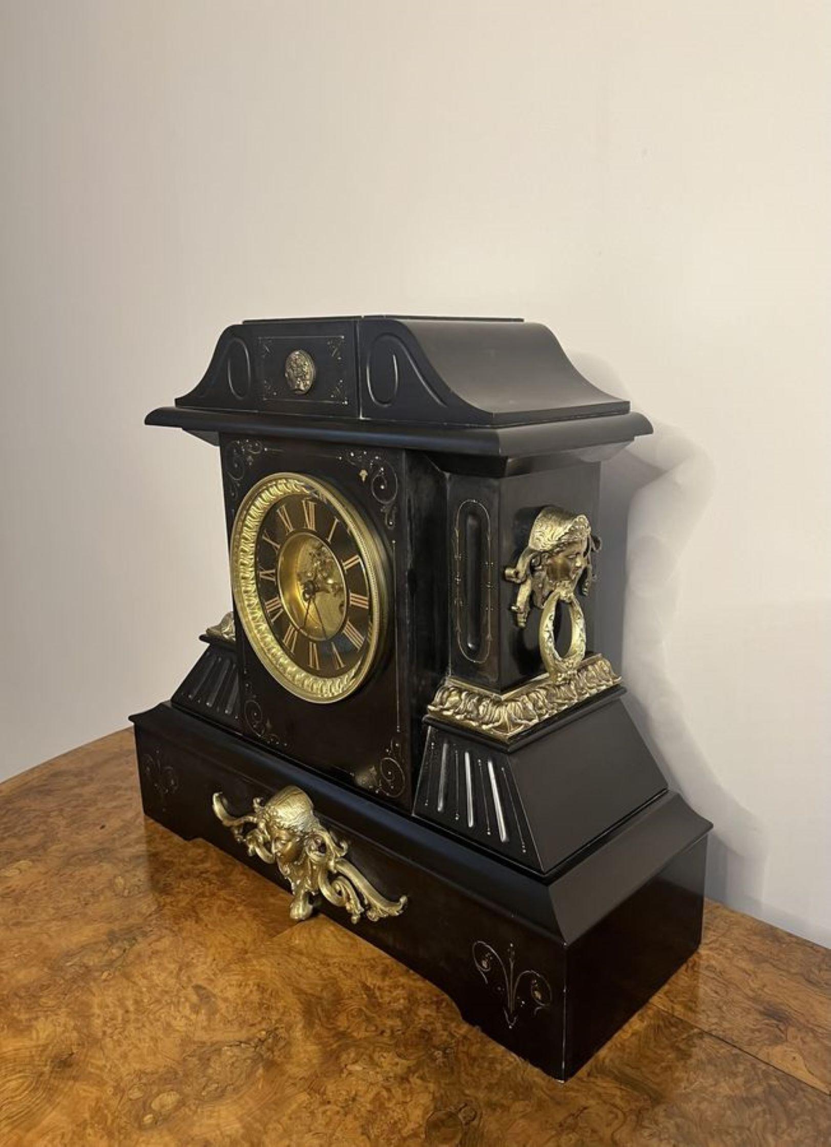 Outstanding quality large antique Victorian marble mantle clock In Good Condition For Sale In Ipswich, GB