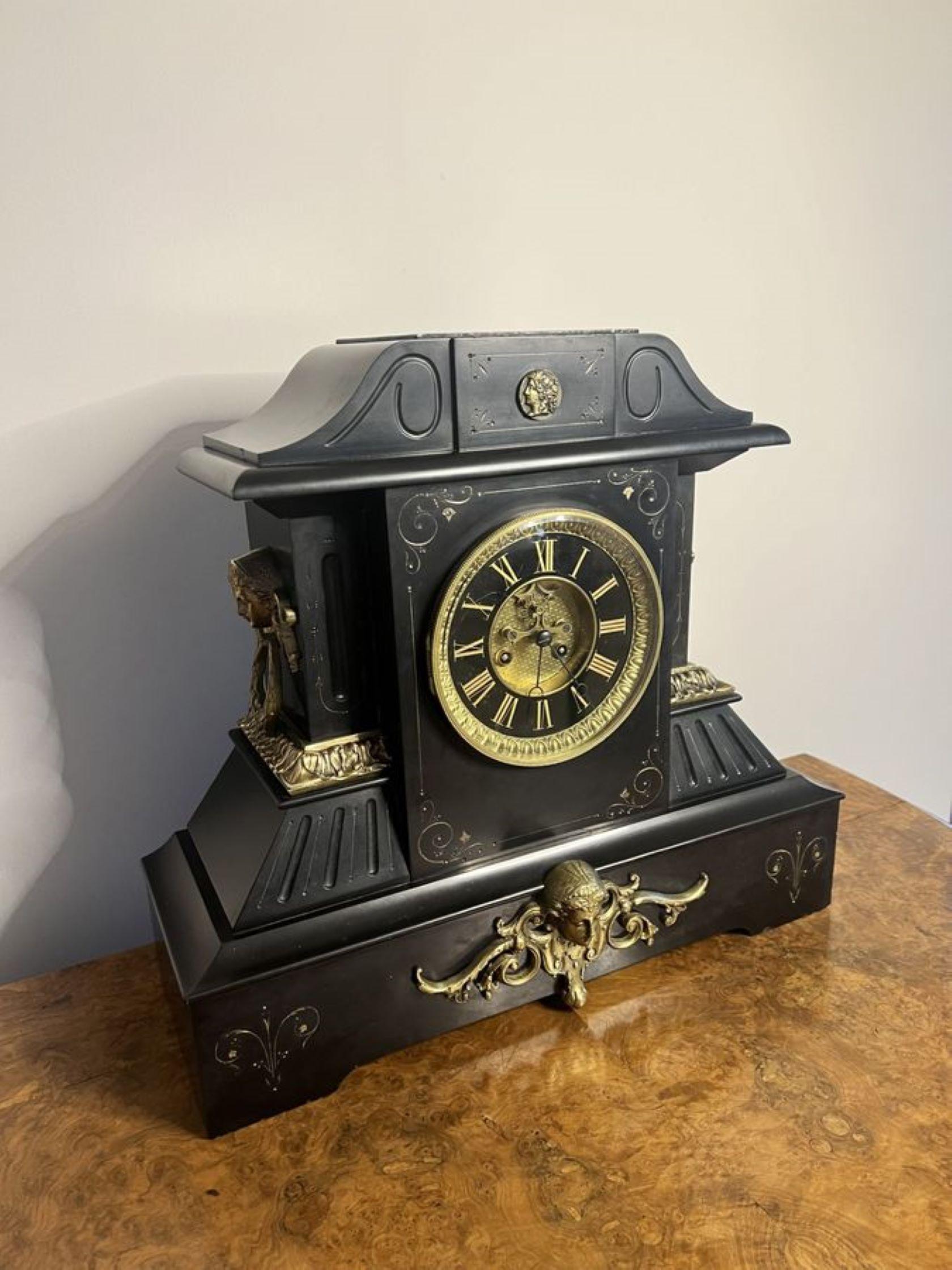 19th Century Outstanding quality large antique Victorian marble mantle clock For Sale