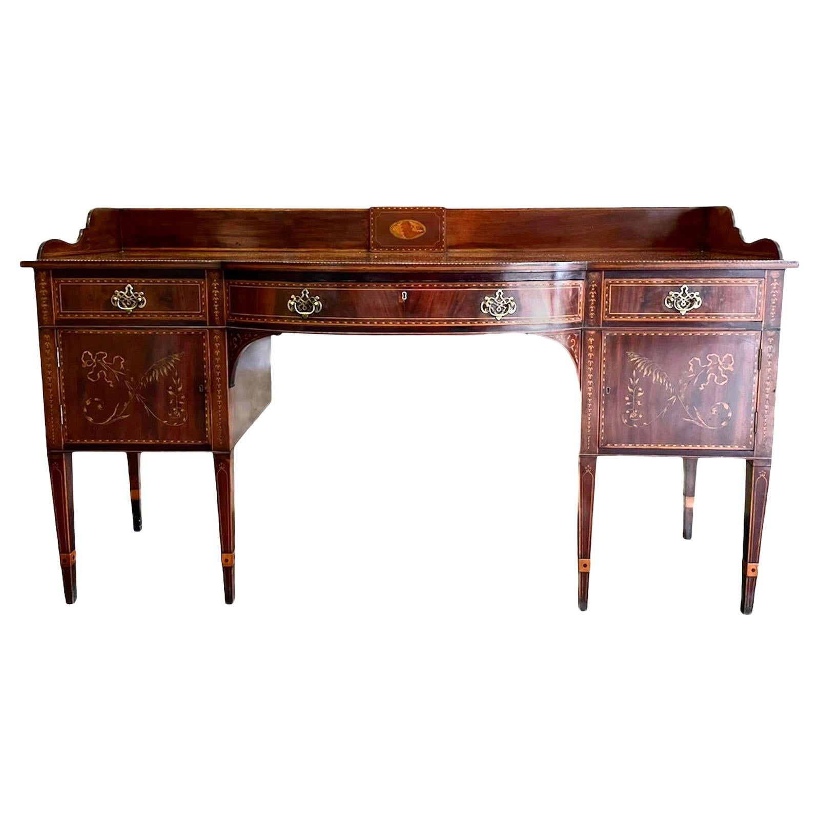 Quality Antique Large George III Inlaid Mahogany Sideboard