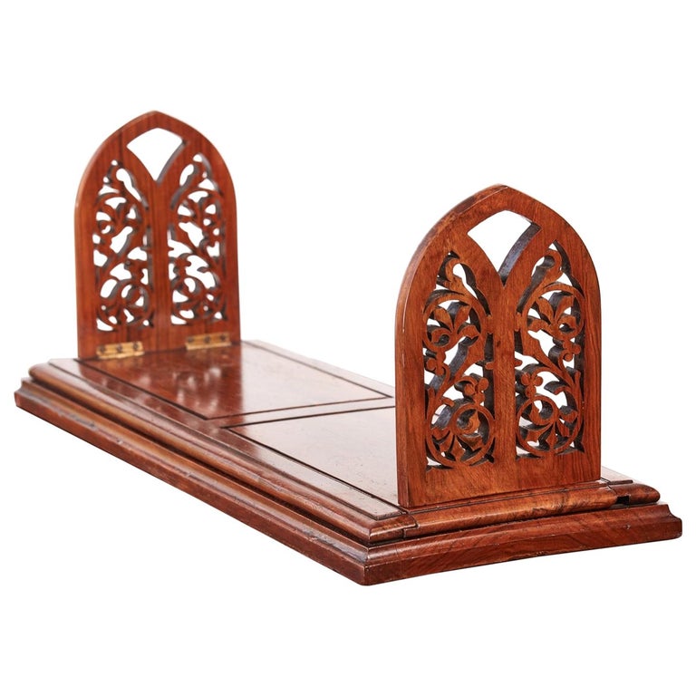 Outstanding Quality Large Solid Walnut Victorian Sliding Bookends For