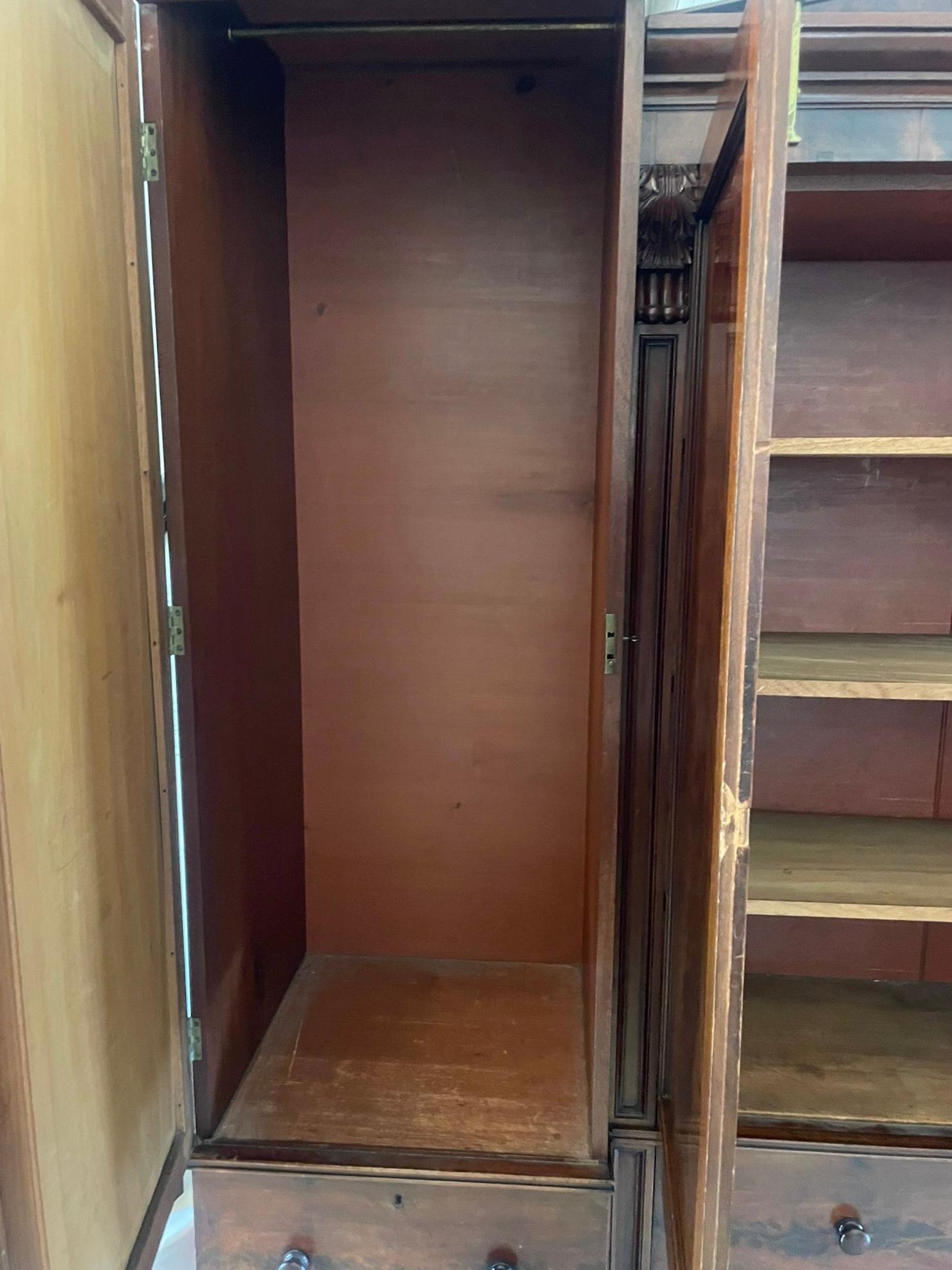 Outstanding Quality Large Victorian Antique Figured Mahogany Four Door Wardrobe For Sale 6