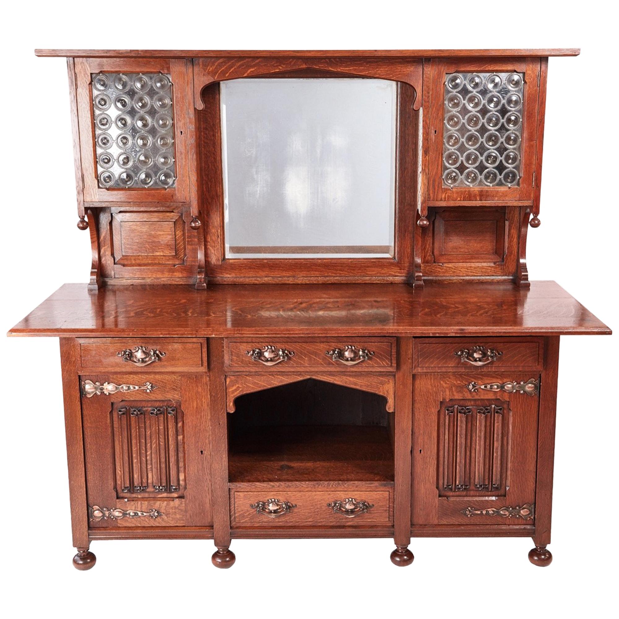 Outstanding Quality Oak Arts & Crafts Sideboard For Sale