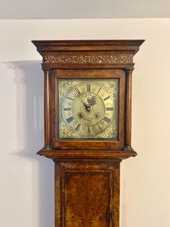 Outstanding quality original Henry Massy burr walnut longcase clock