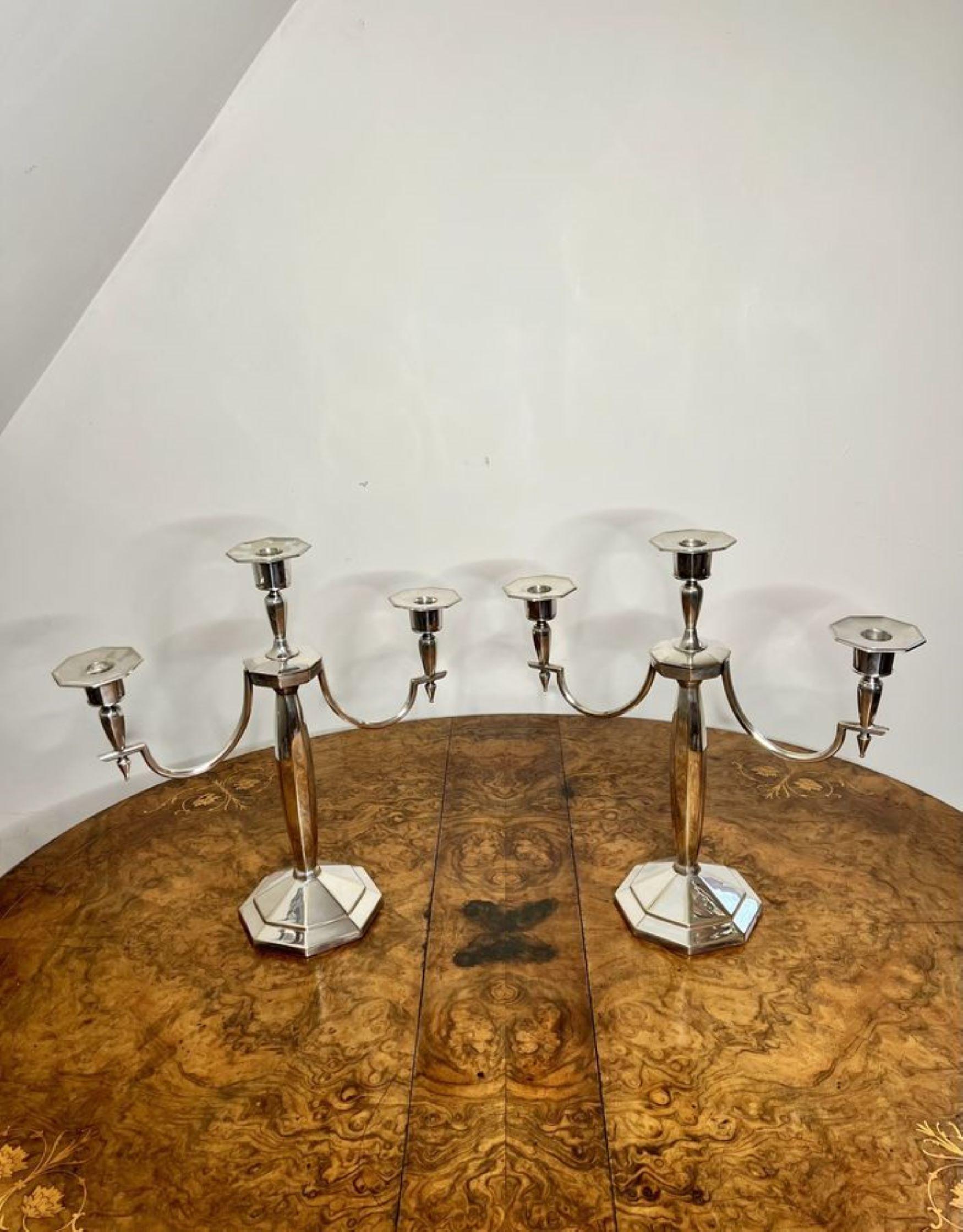 20th Century Outstanding quality pair of antique Edwardian silver plated candelabras  For Sale