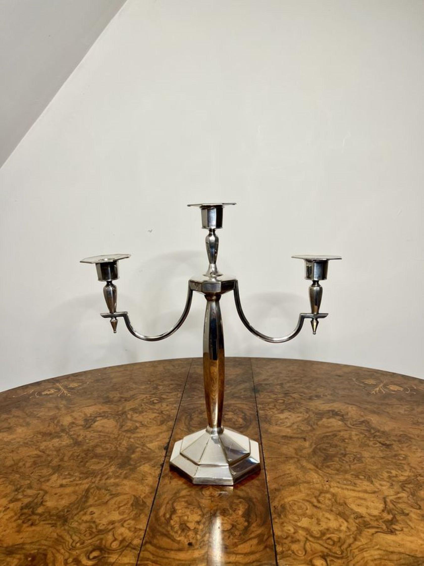 Silver Plate Outstanding quality pair of antique Edwardian silver plated candelabras  For Sale