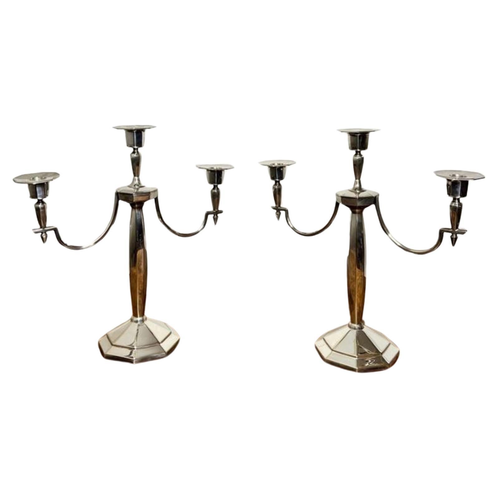 Outstanding quality pair of antique Edwardian silver plated candelabras  For Sale