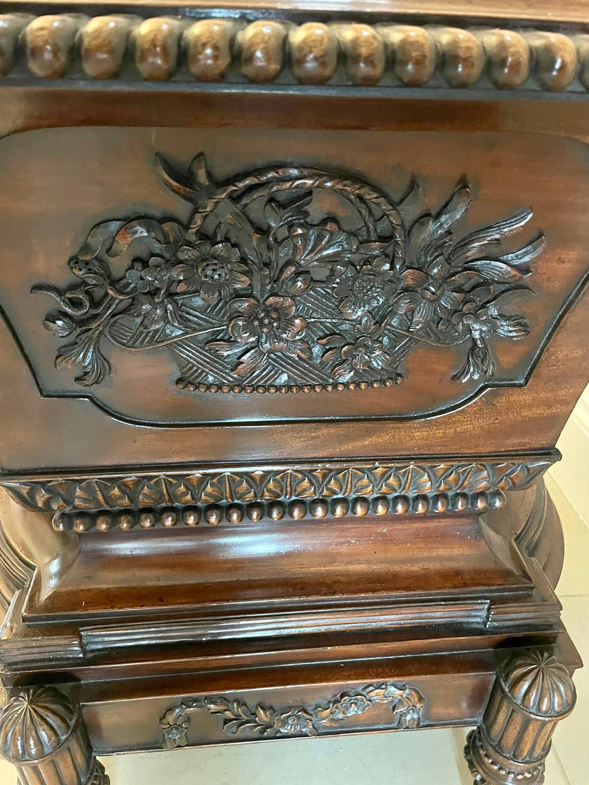 Outstanding Quality Pair of Antique Freestanding Carved Mahogany Wine Coolers 6
