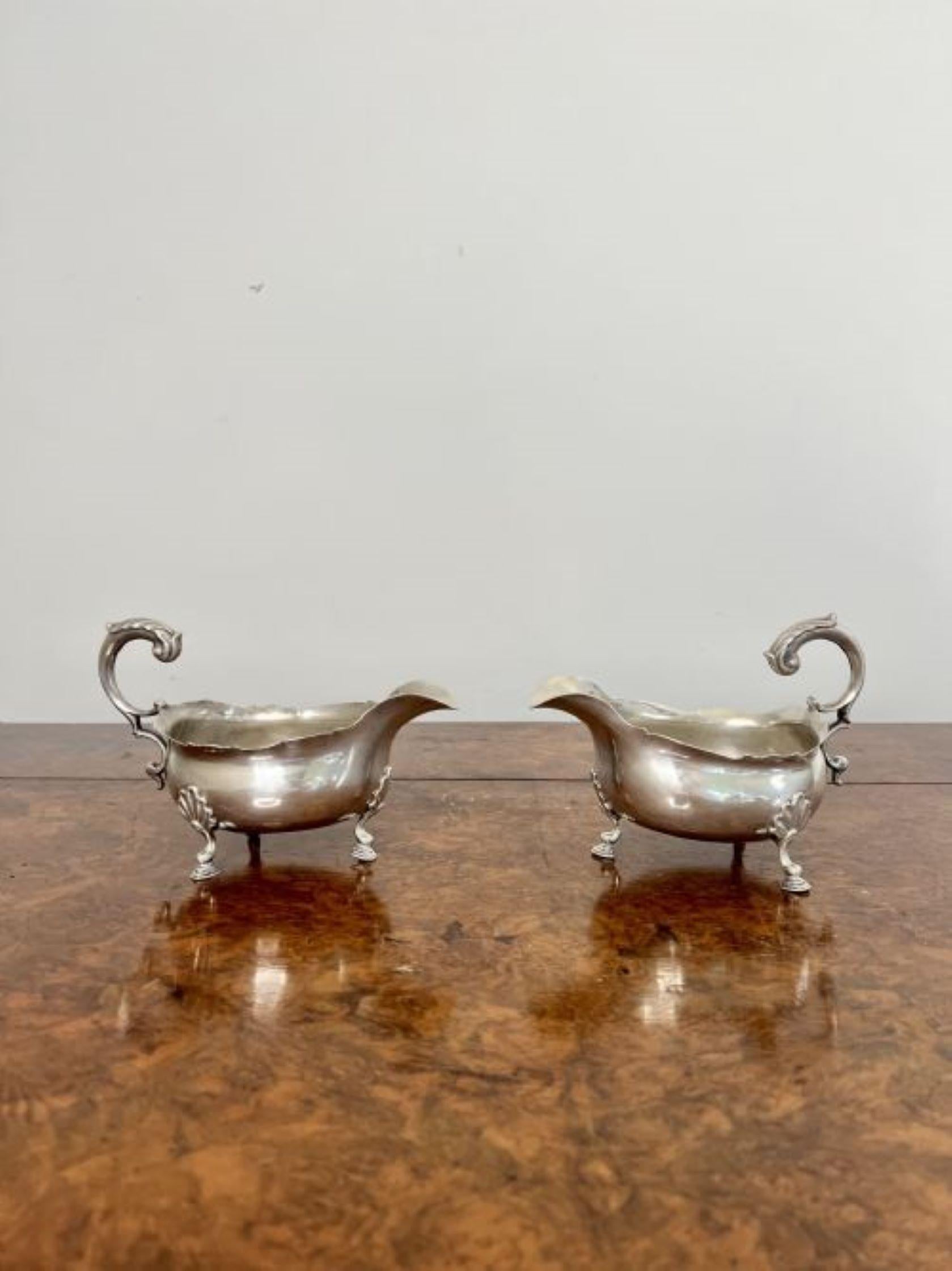 18th Century Outstanding quality pair of antique George III silver sauce boats  For Sale