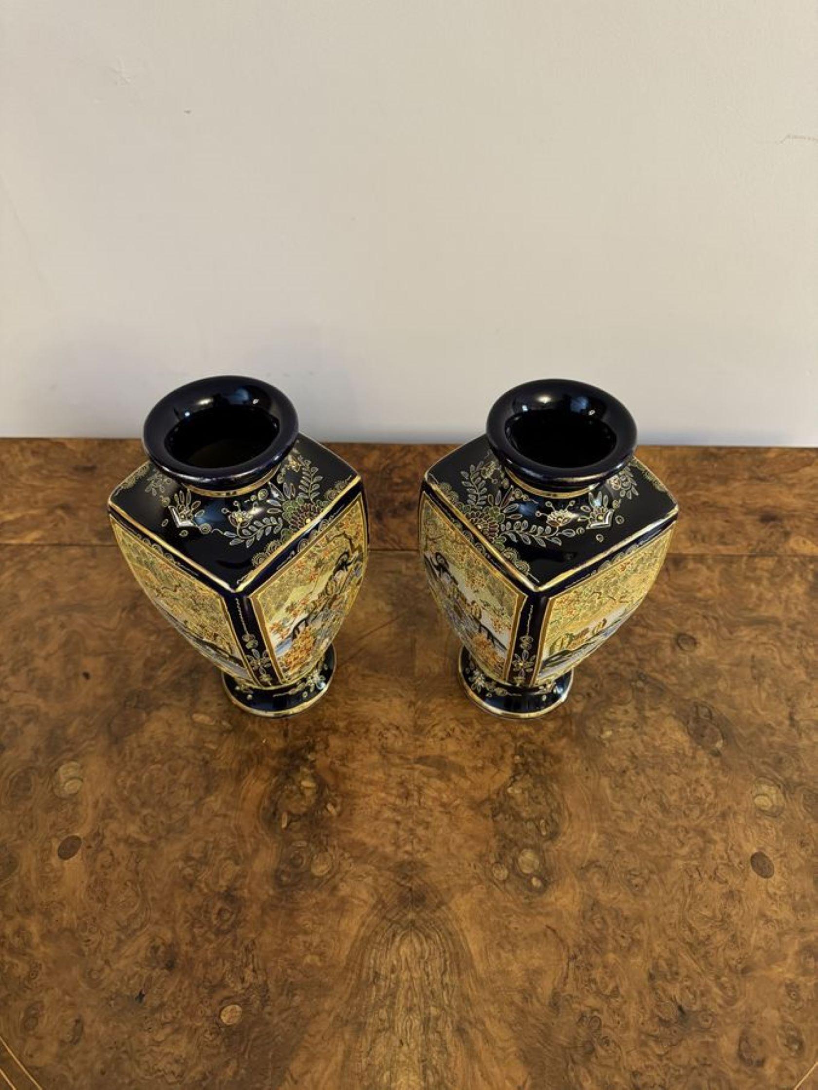 Outstanding quality pair of antique Japanese satsuma vases  In Good Condition For Sale In Ipswich, GB
