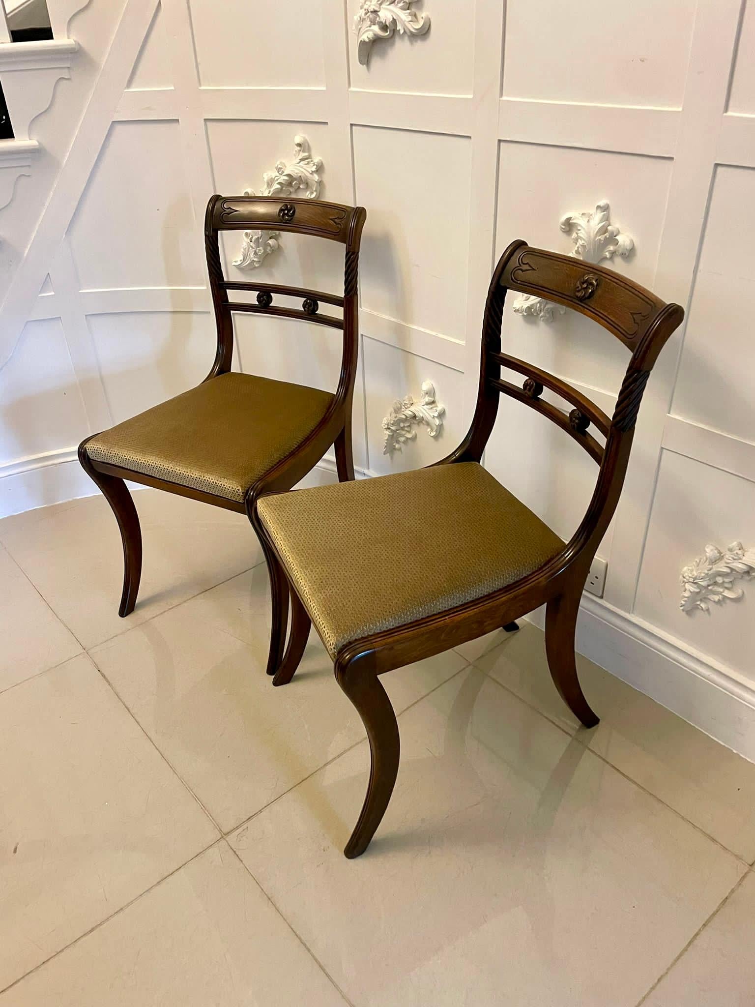 English  Outstanding Quality Pair of Antique Regency Mahogany Side Chairs 