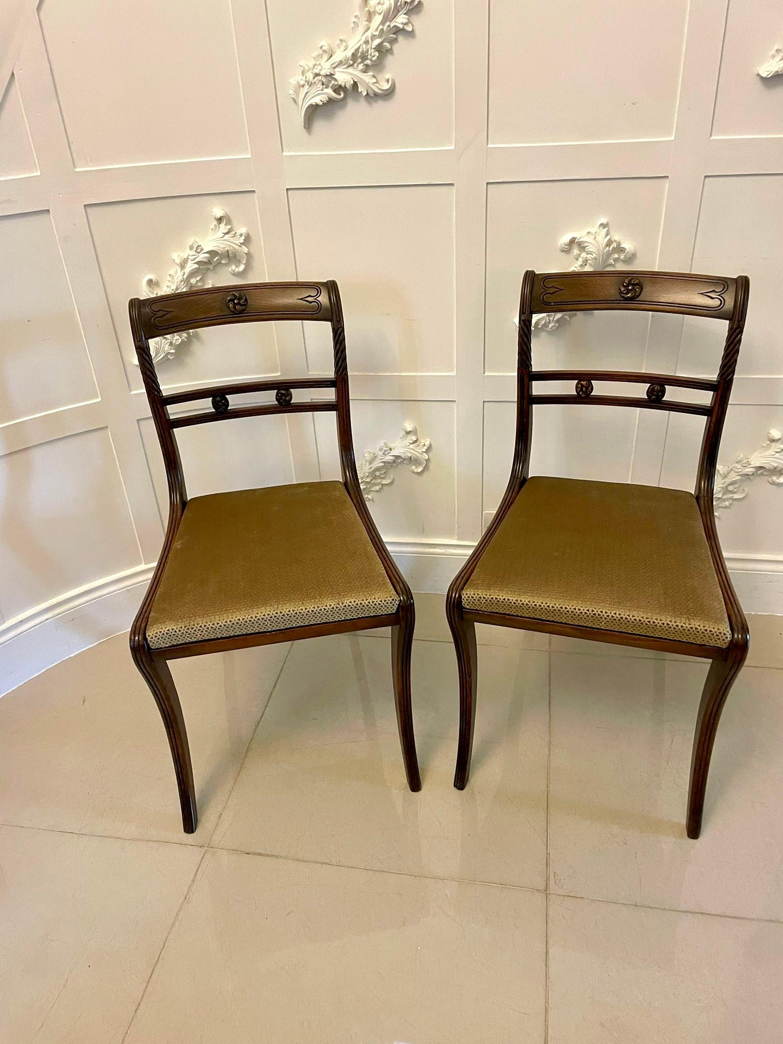  Outstanding Quality Pair of Antique Regency Mahogany Side Chairs  In Good Condition In Suffolk, GB
