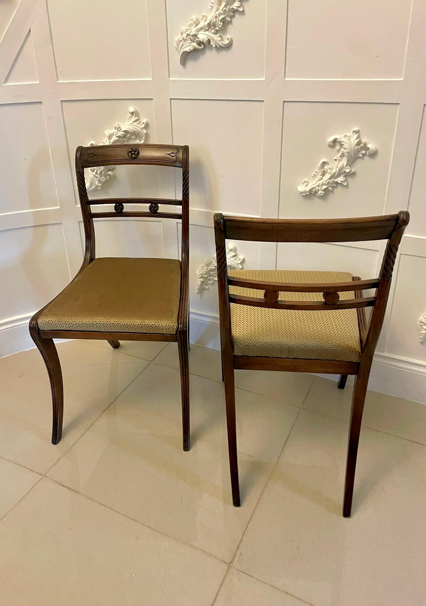  Outstanding Quality Pair of Antique Regency Mahogany Side Chairs  1