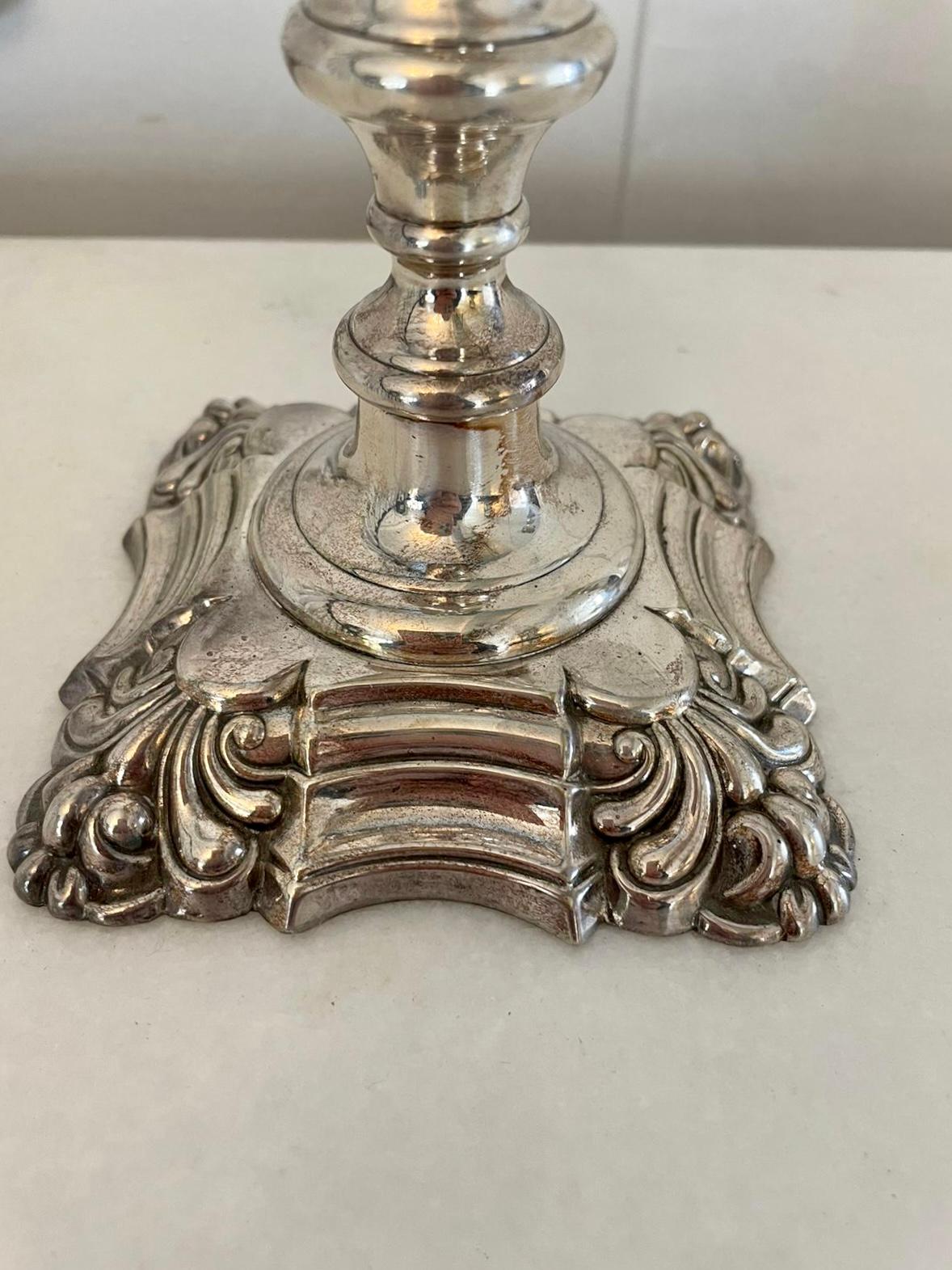 Outstanding Quality Pair of Antique Victorian Silver Plated Candlesticks  For Sale 1