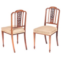 Outstanding Quality Pair of Edwardian Inlaid Hardwood Side Chairs