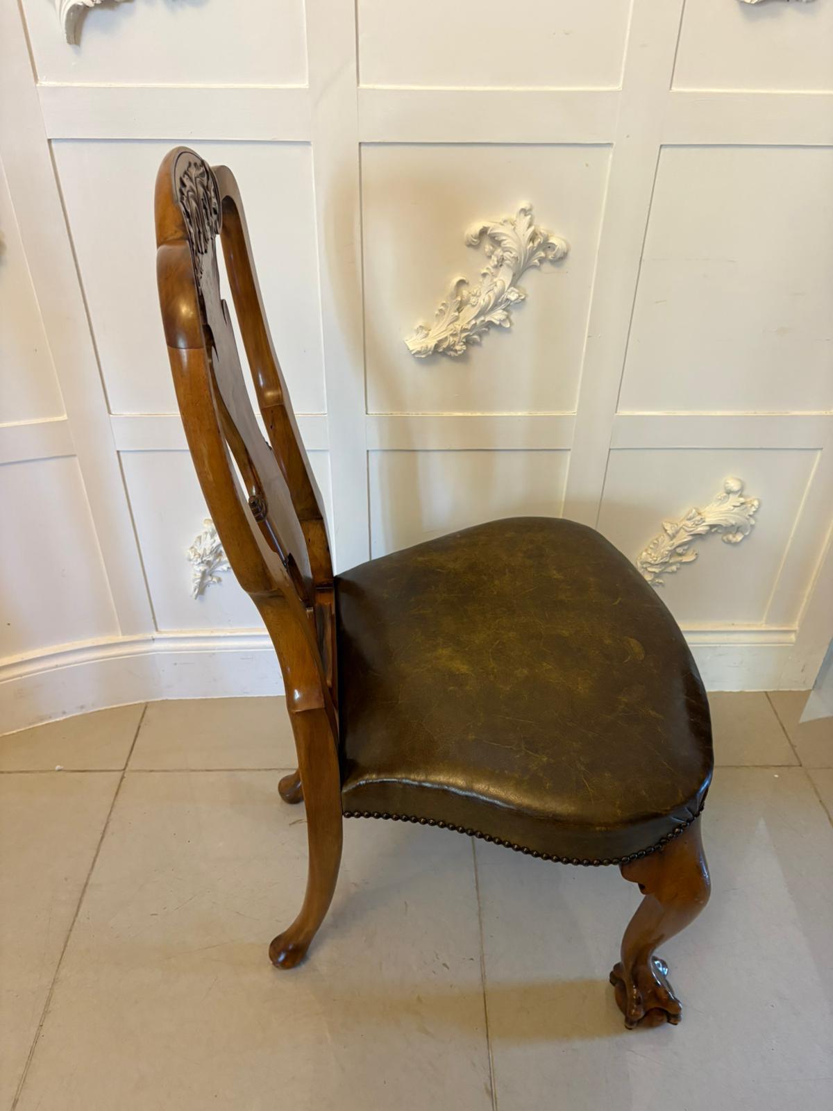 Outstanding Quality Set of 6 Antique Victorian Carved Walnut Dining Chairs For Sale 7