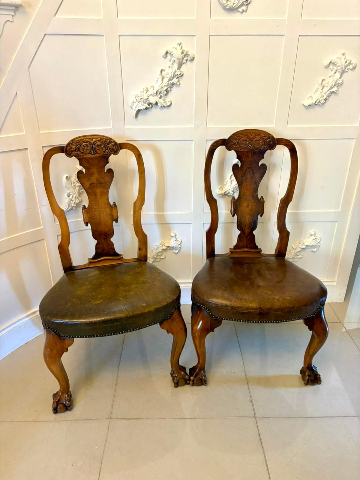 English Outstanding Quality Set of 6 Antique Victorian Carved Walnut Dining Chairs For Sale
