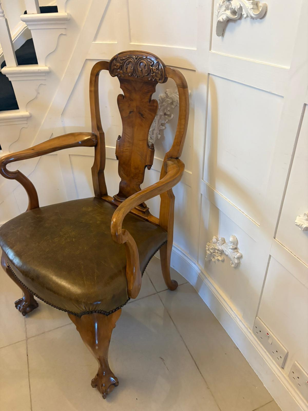 Outstanding Quality Set of 6 Antique Victorian Carved Walnut Dining Chairs For Sale 4
