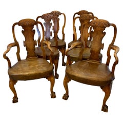 Outstanding Quality Set of 6 Antique Victorian Carved Walnut Dining Chairs