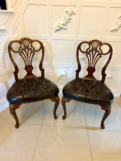 Outstanding Quality Set of 8 Antique Carved Walnut and Gilded Dining Chairs