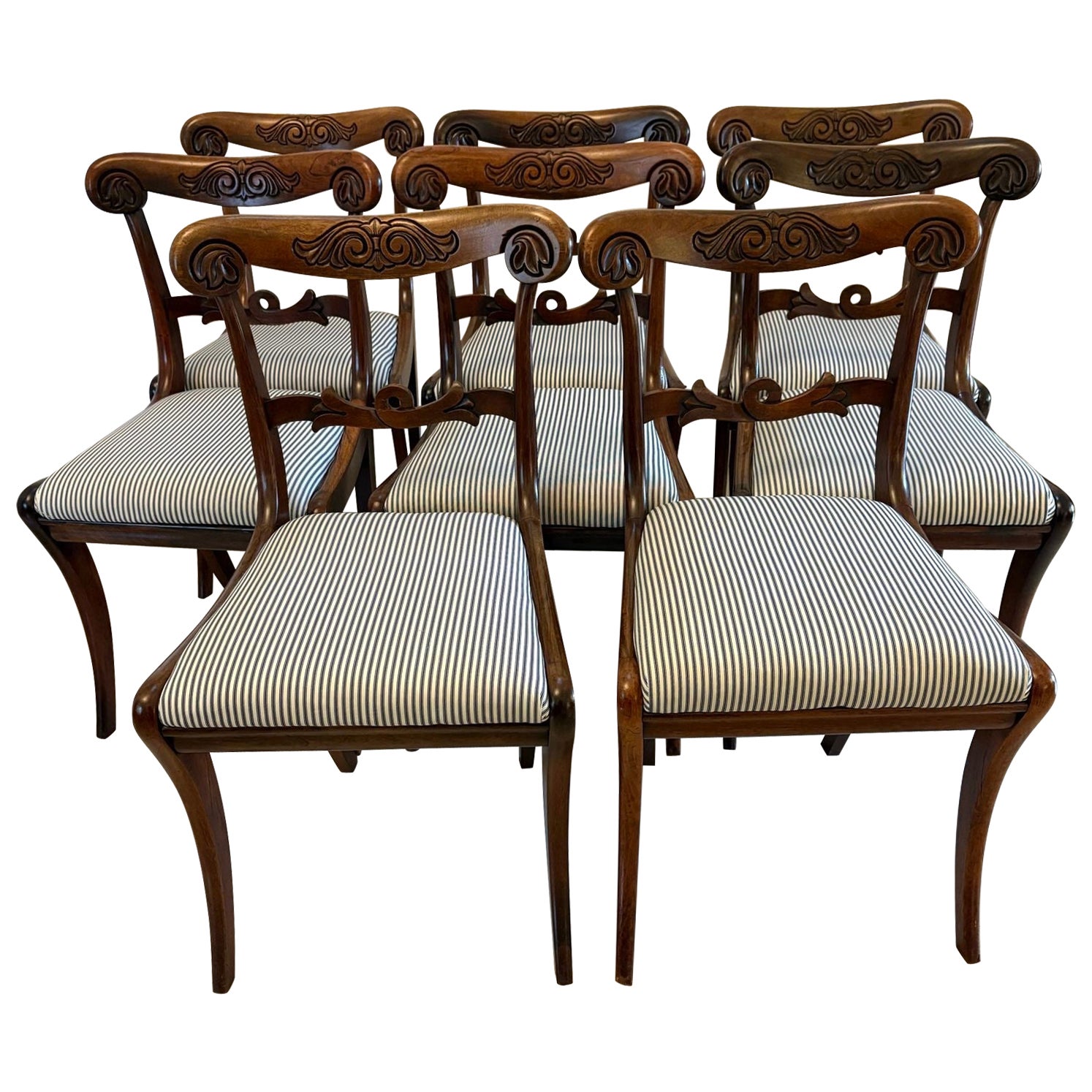 Outstanding Quality Set of 8 Antique Regency Carved Rosewood Dining Chairs