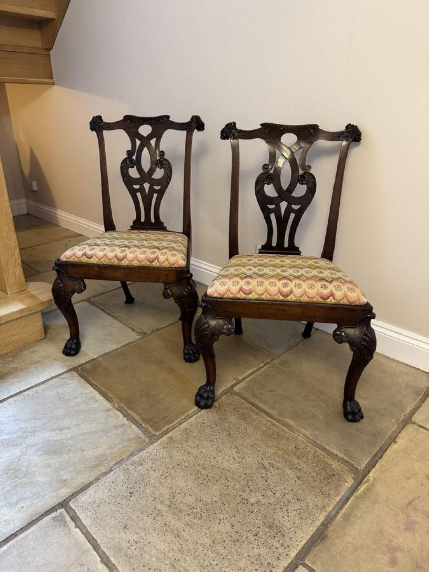 Outstanding quality set of eight Irish Chippendale style dining chairs  For Sale 5