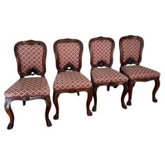 Outstanding quality set of four antique Victorian carved rosewood dining chairs