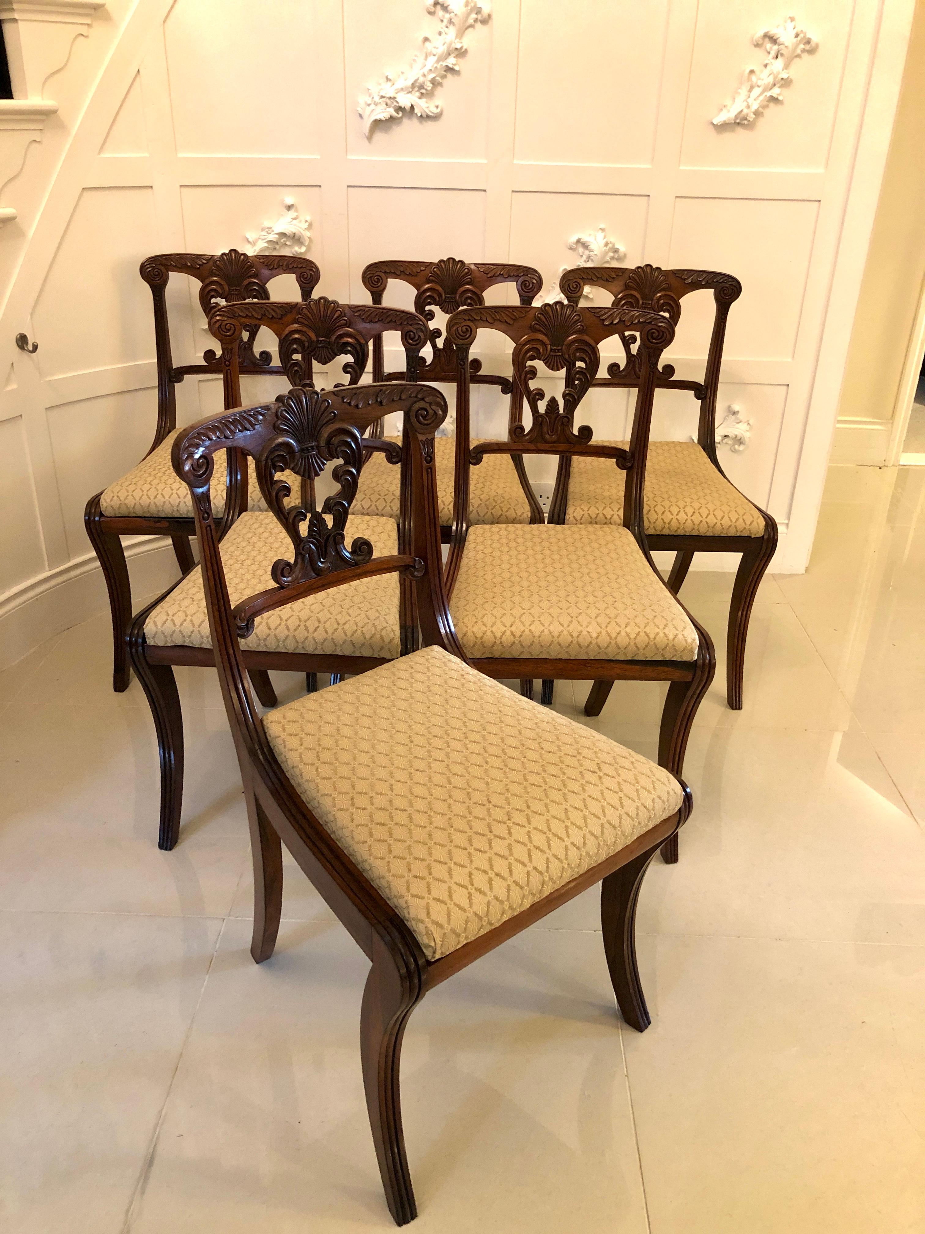 Outstanding Quality Set of Six Antique Regency Carved Rosewood Dining Chairs 2
