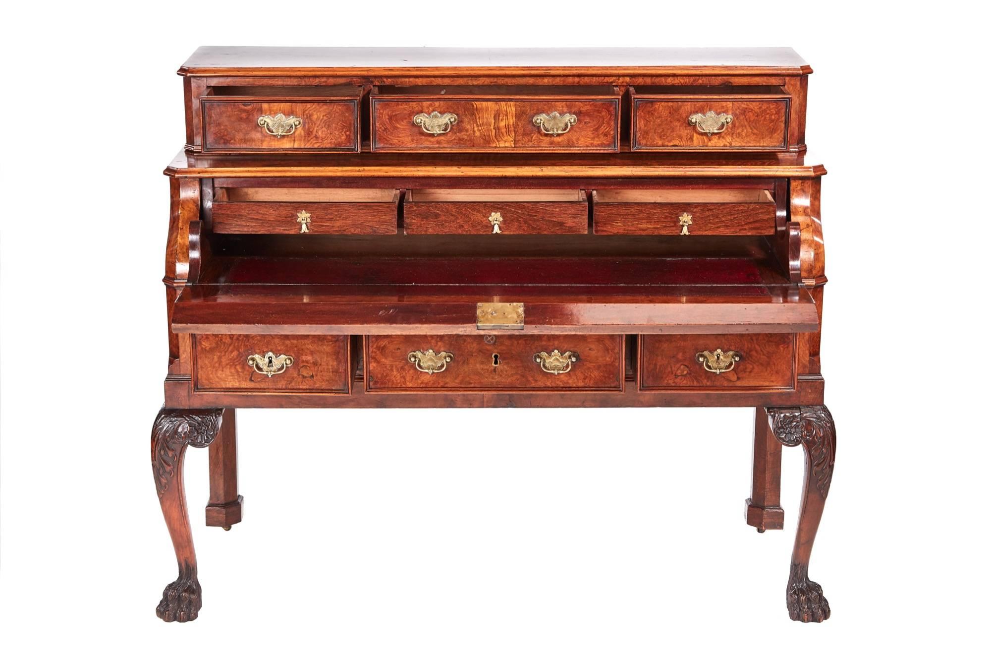 European Outstanding Quality Victorian Burr Walnut Desk For Sale