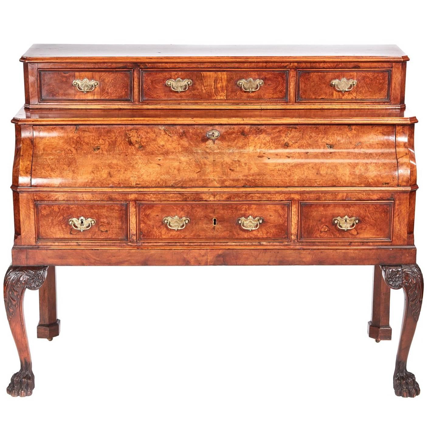 Outstanding Quality Victorian Burr Walnut Desk For Sale