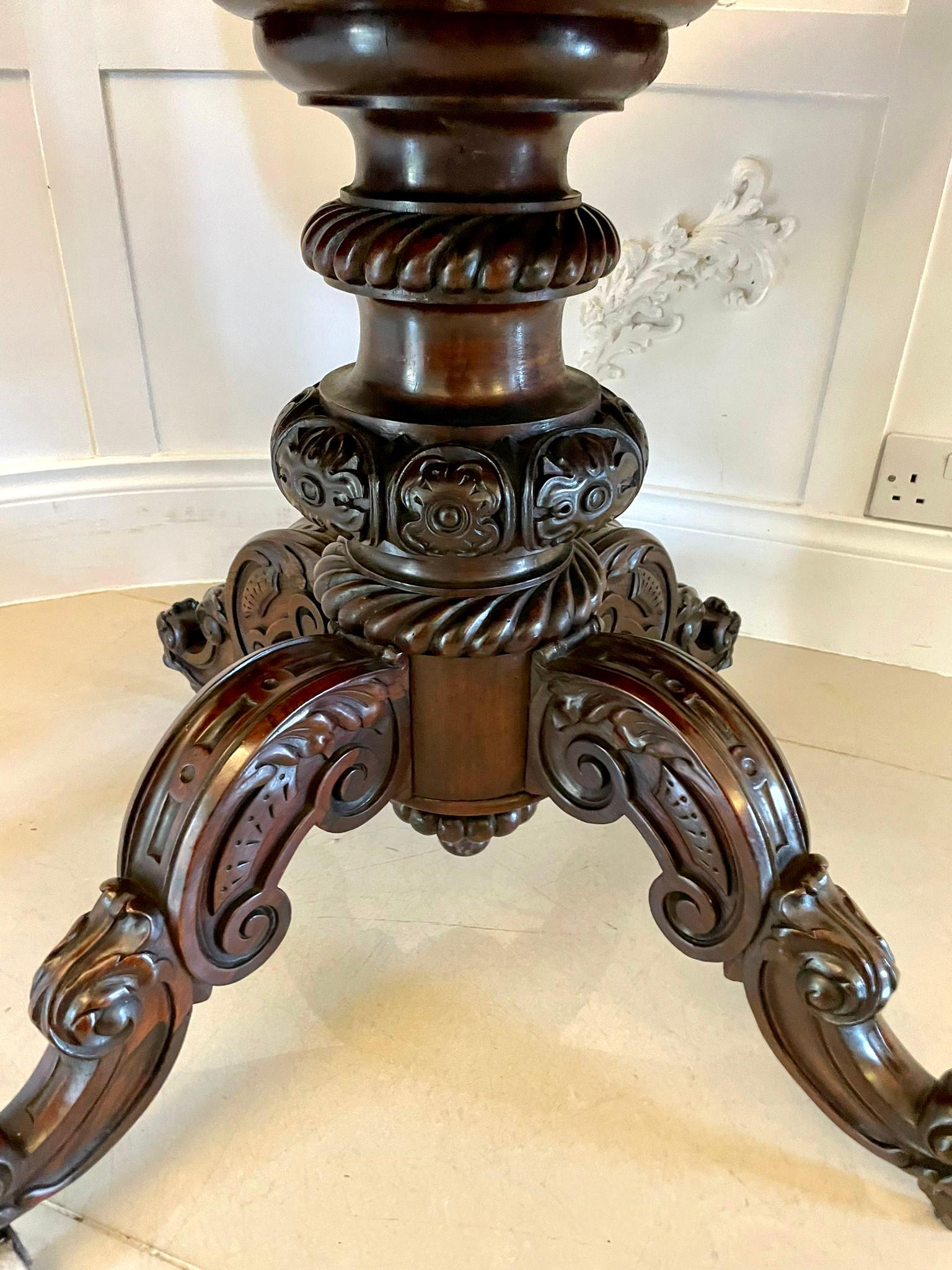 Outstanding Quality Victorian Carved Rosewood Sofa Table For Sale 7