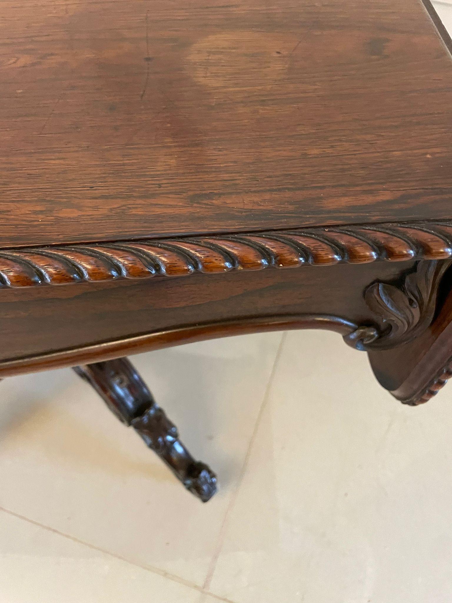 Outstanding Quality Victorian Carved Rosewood Sofa Table For Sale 1