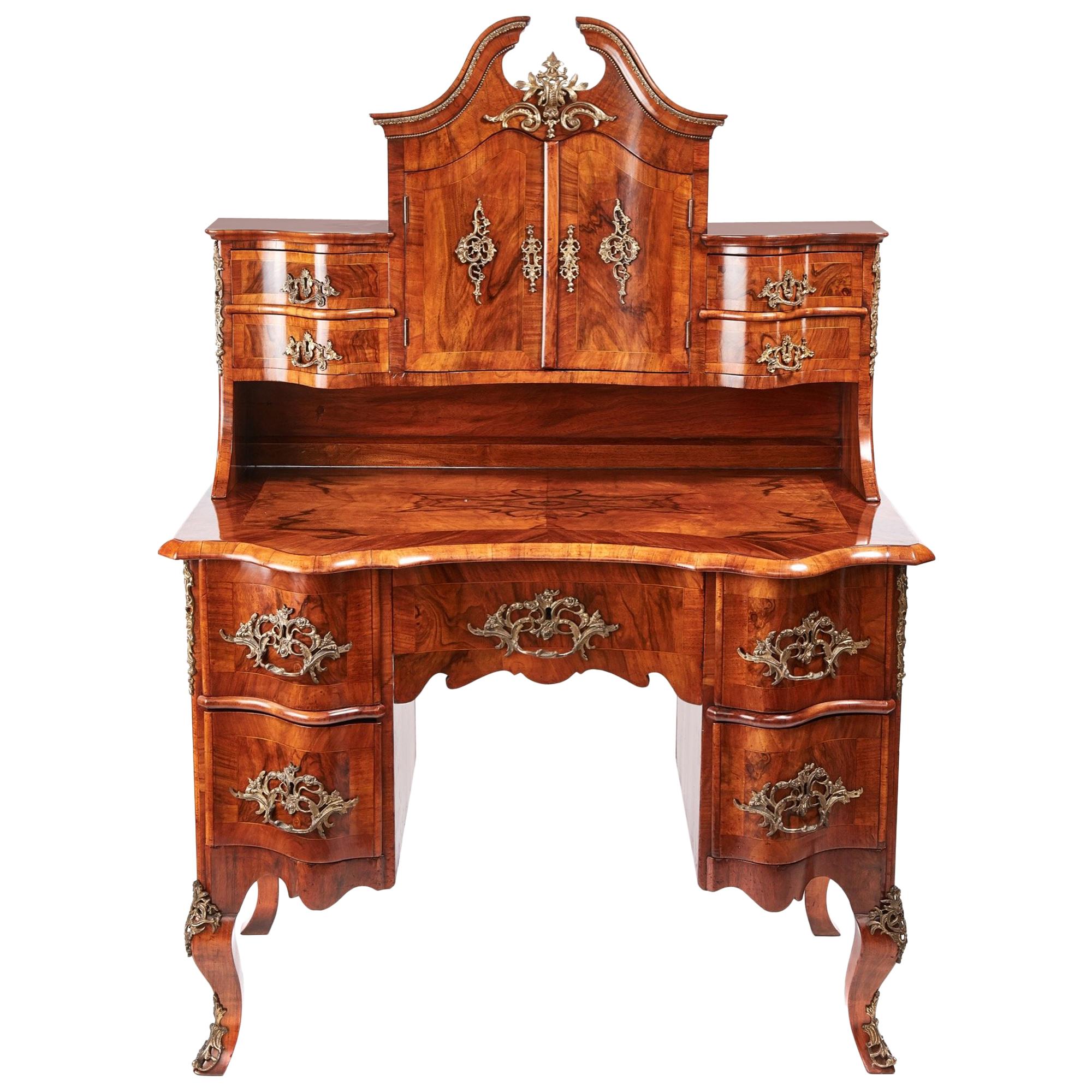 Outstanding Quality Victorian French Burr Walnut Desk For Sale