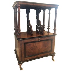 Outstanding Quality Victorian Inlaid Burr Walnut Music Cabinet/Canterbury