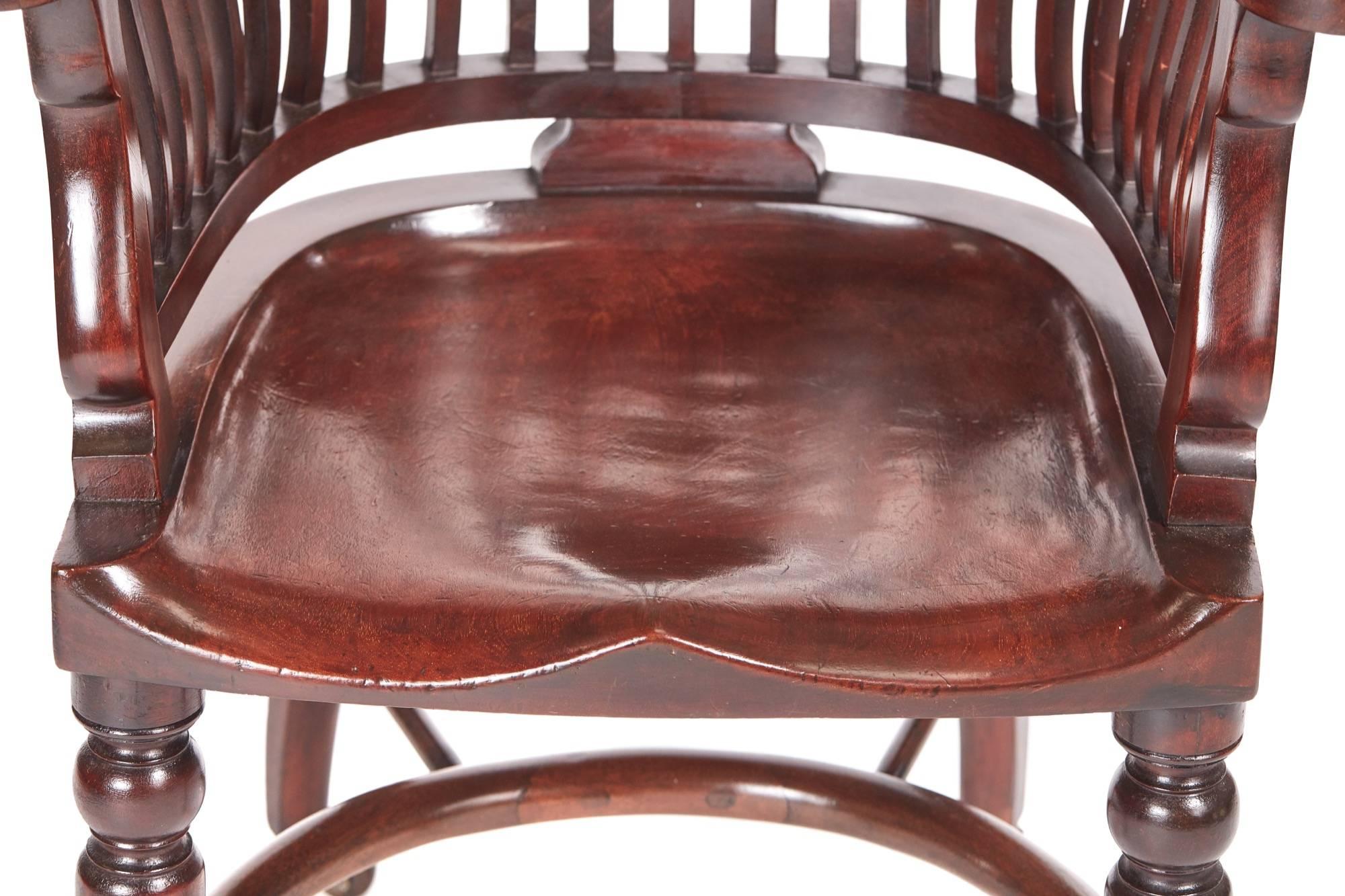 European Outstanding Quality Victorian Mahogany Desk Chair For Sale