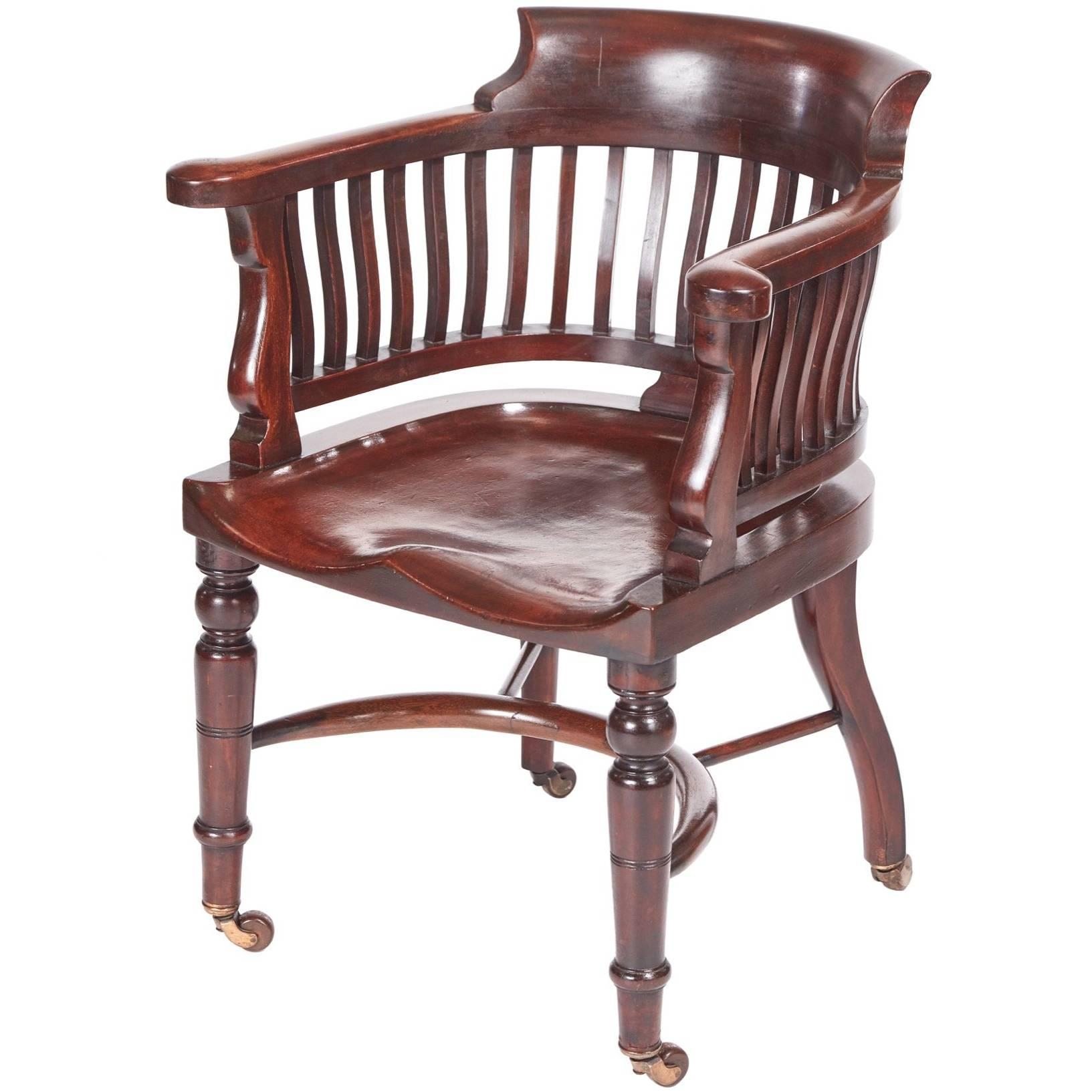 Outstanding Quality Victorian Mahogany Desk Chair For Sale