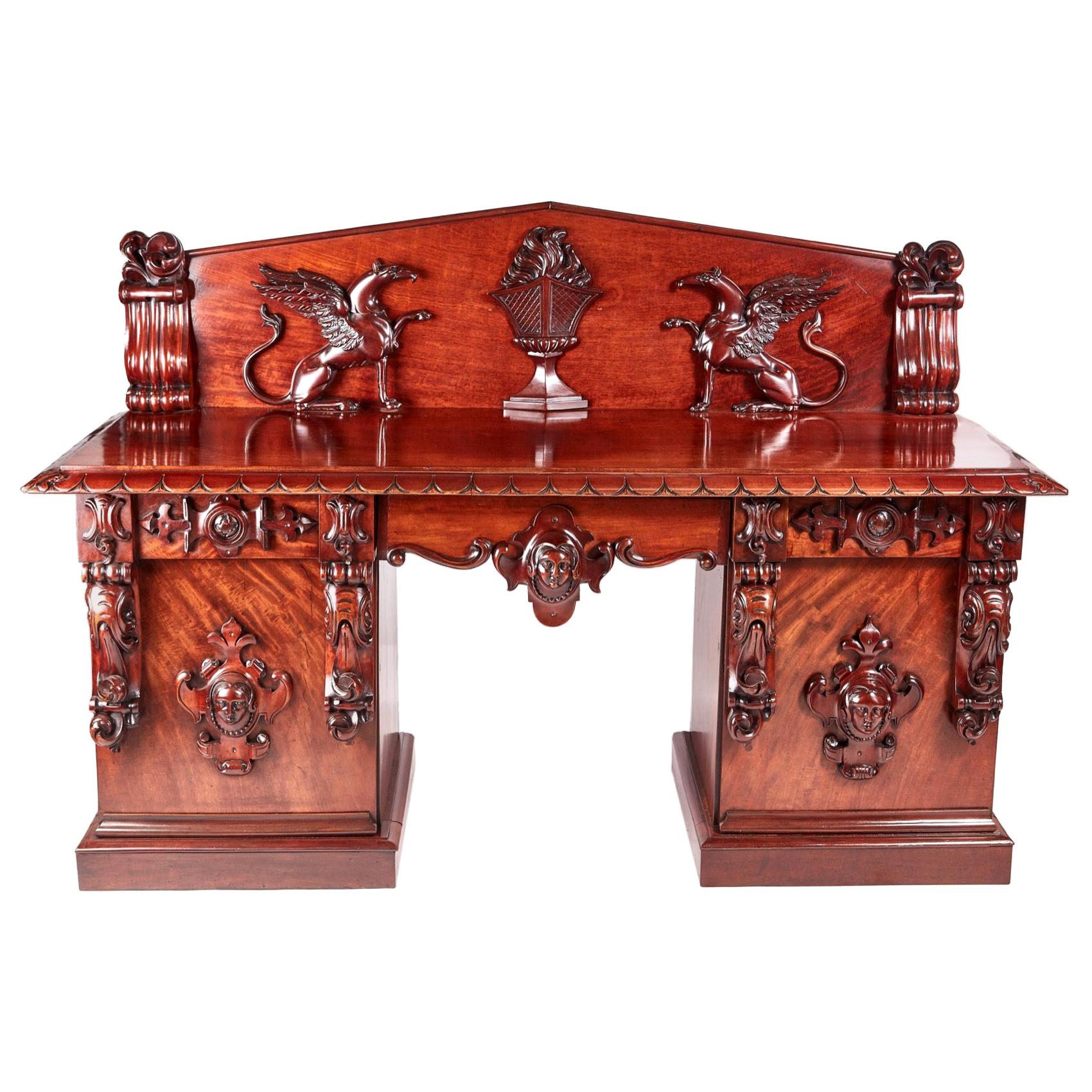 Outstanding Quality William IV Carved Mahogany Antique Sideboard