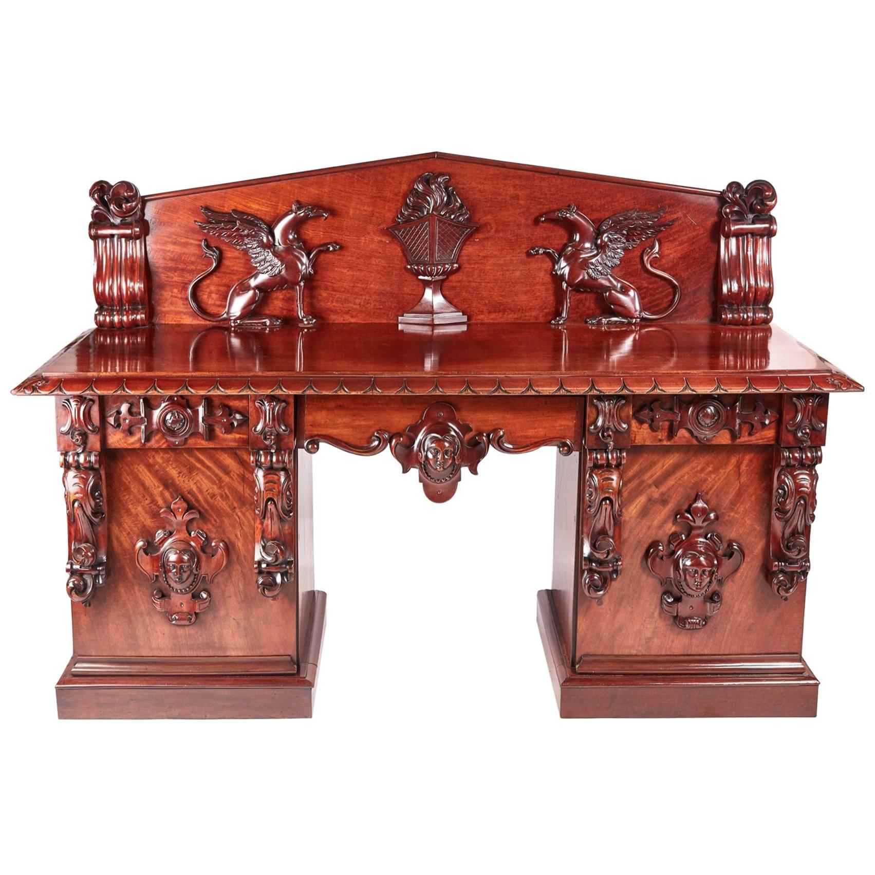 Outstanding Quality William IV Carved Mahogany Sideboard For Sale