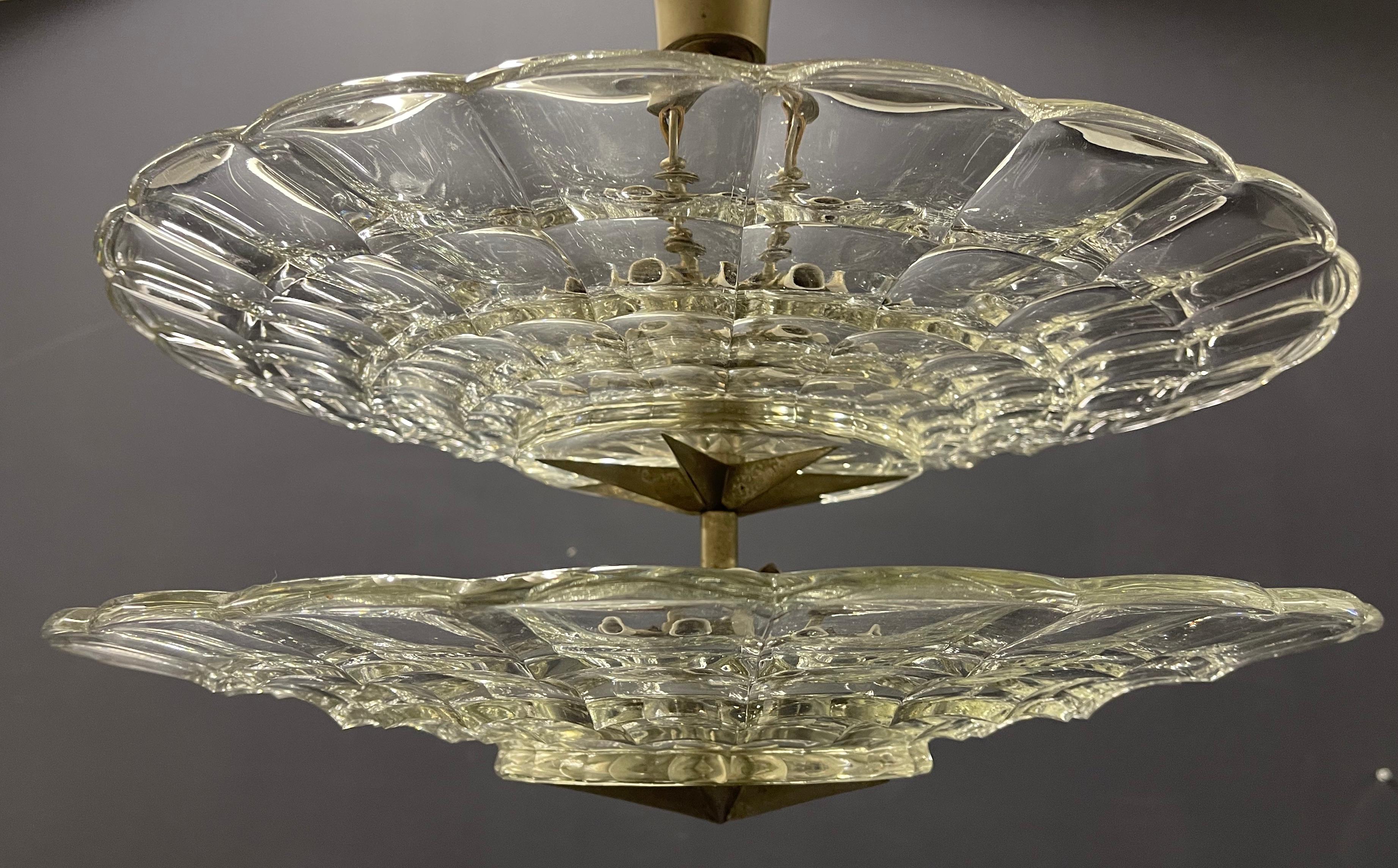 Glass Outstanding Rare and Important Chandelier by Eduard Josef Wimmer-Wisgrill For Sale