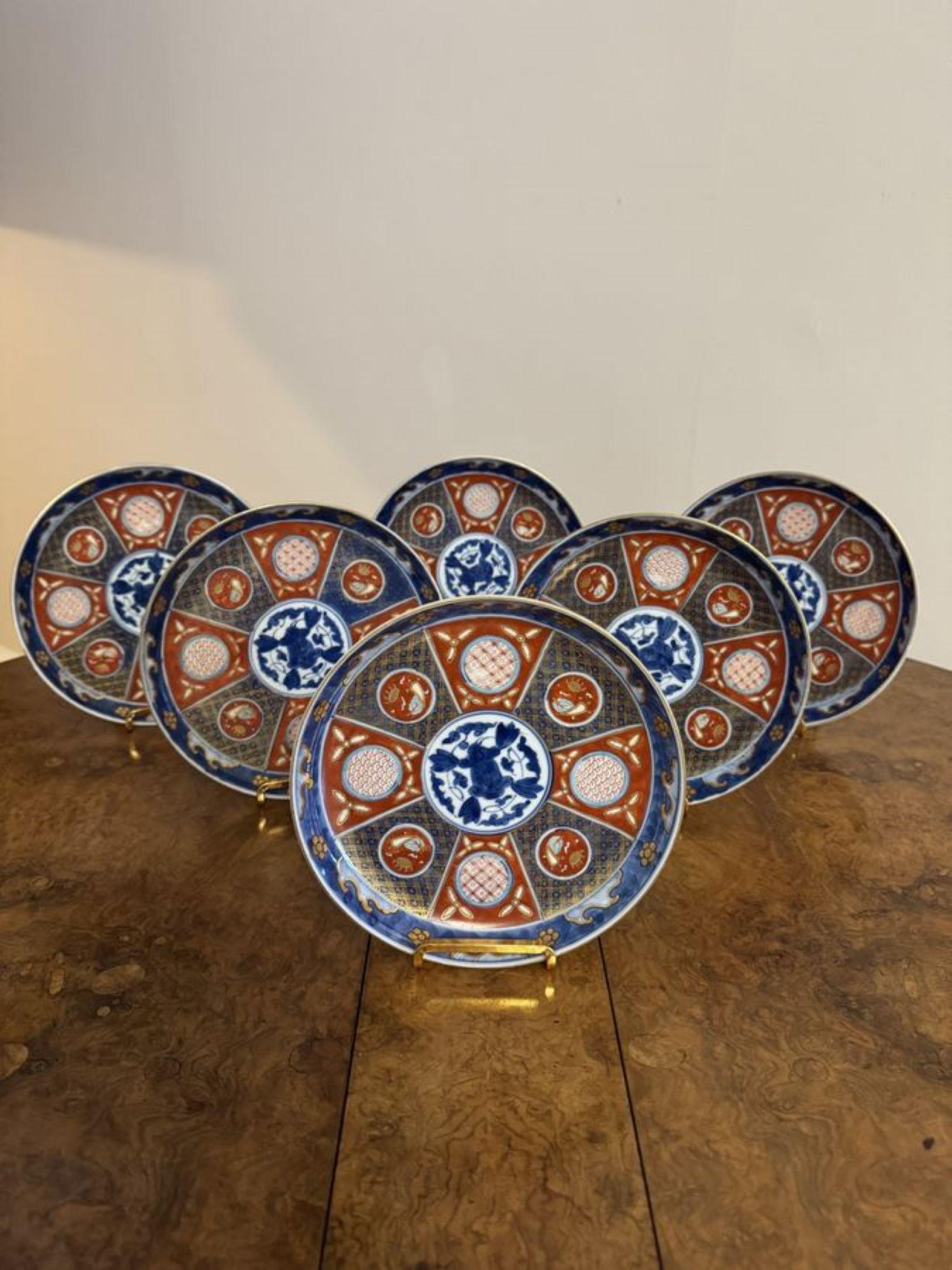 Porcelain Outstanding rare collection of fourteen matching antique Japanese imari plates For Sale