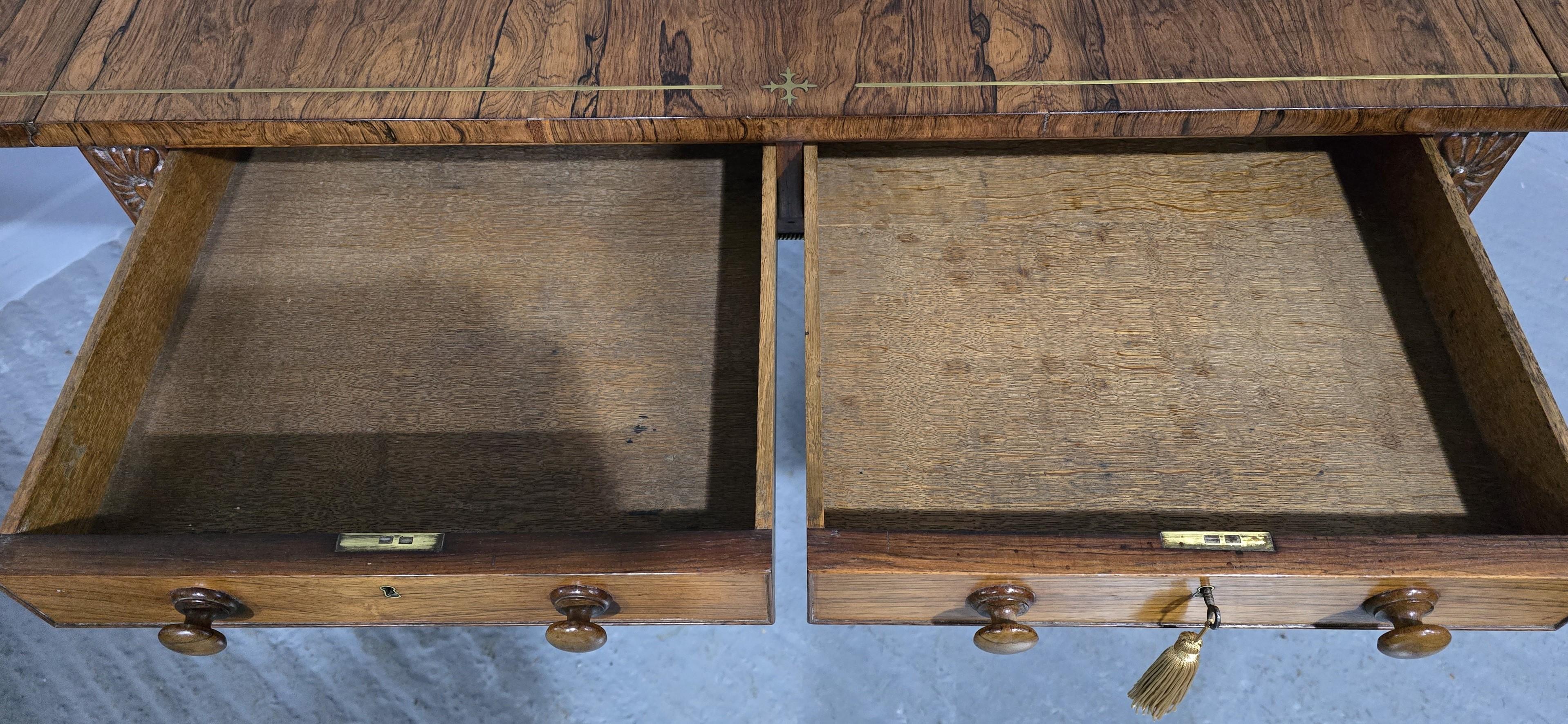 Outstanding Regency Brass Inlaid Sofa Table For Sale 6