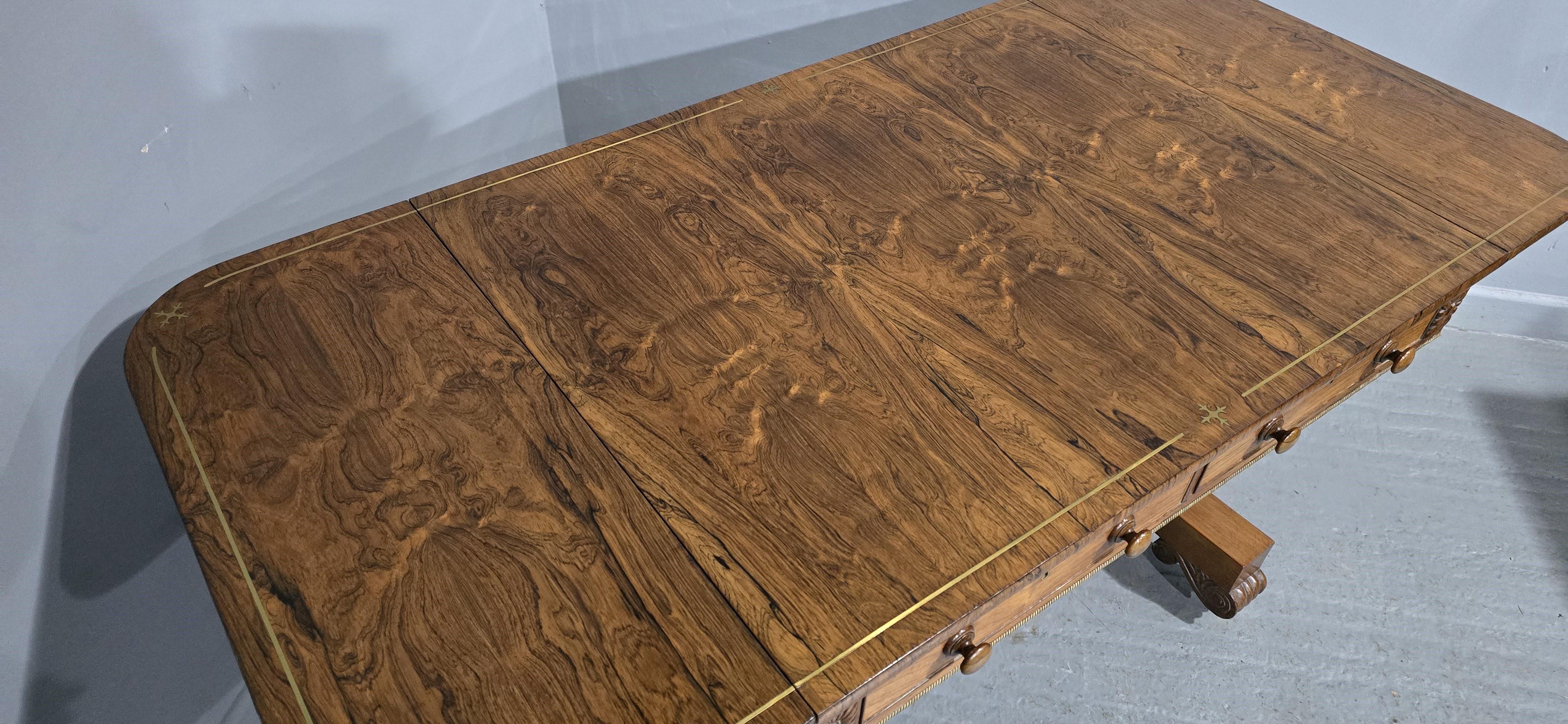 Outstanding Regency Brass Inlaid Sofa Table For Sale 9