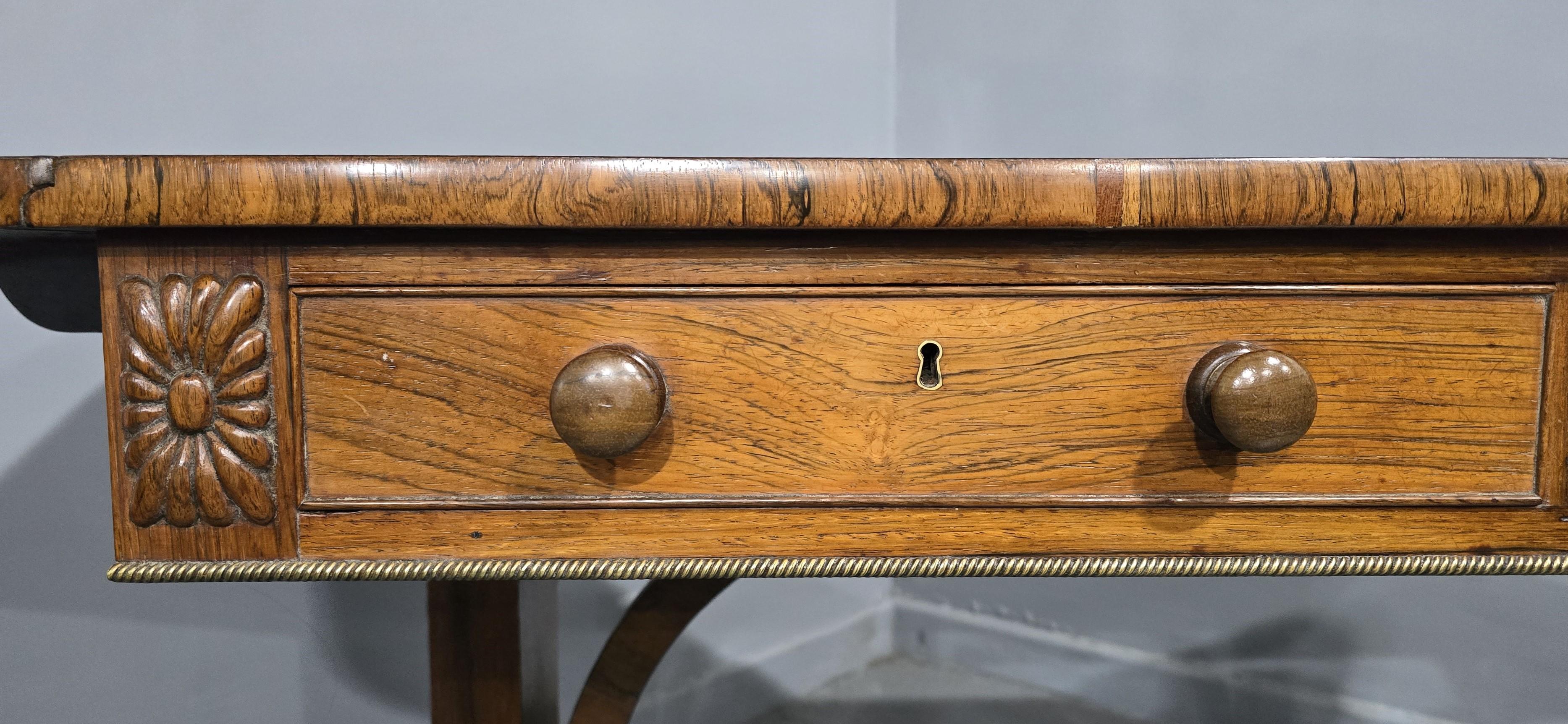 Outstanding Regency Brass Inlaid Sofa Table For Sale 2