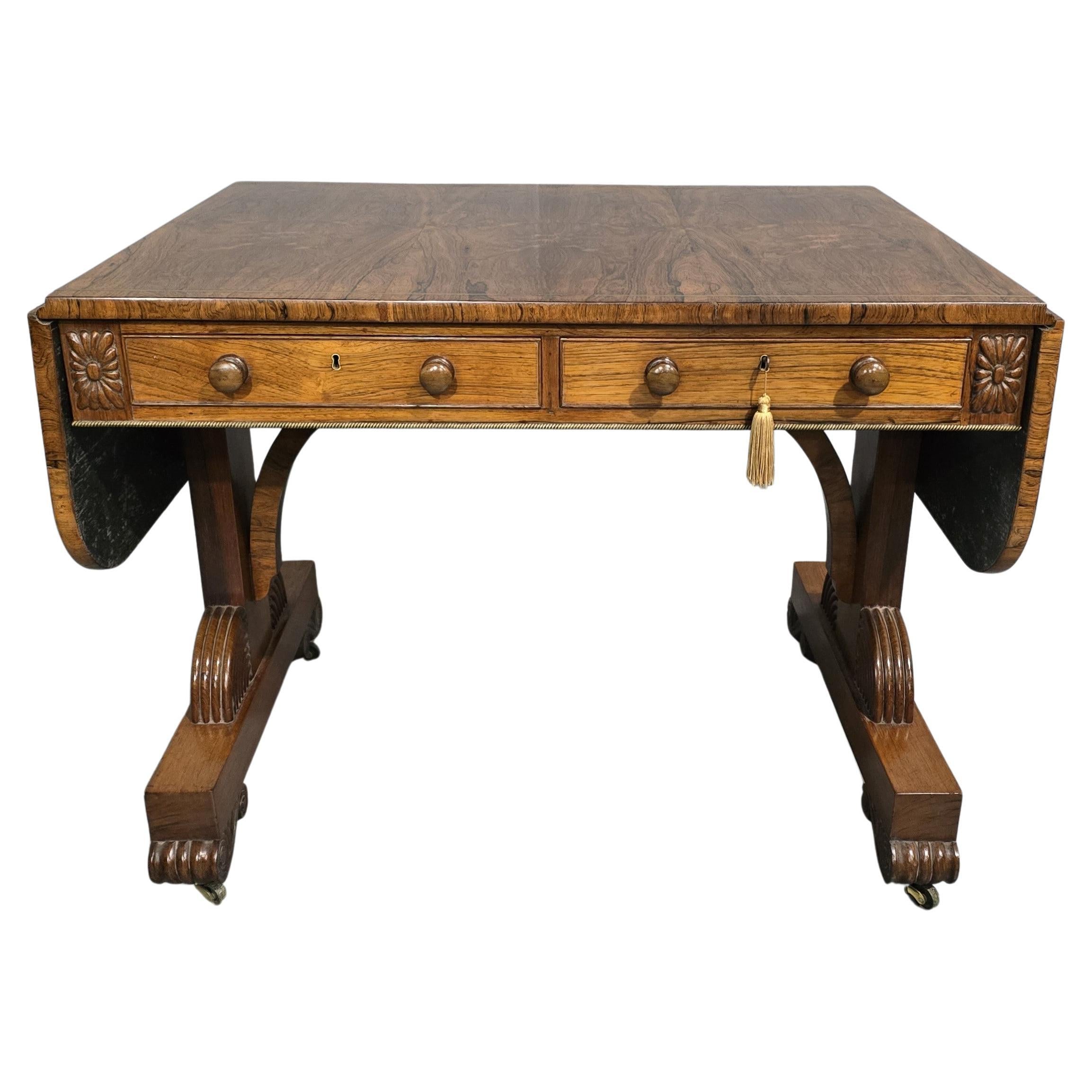 Outstanding Regency Brass Inlaid Sofa Table For Sale