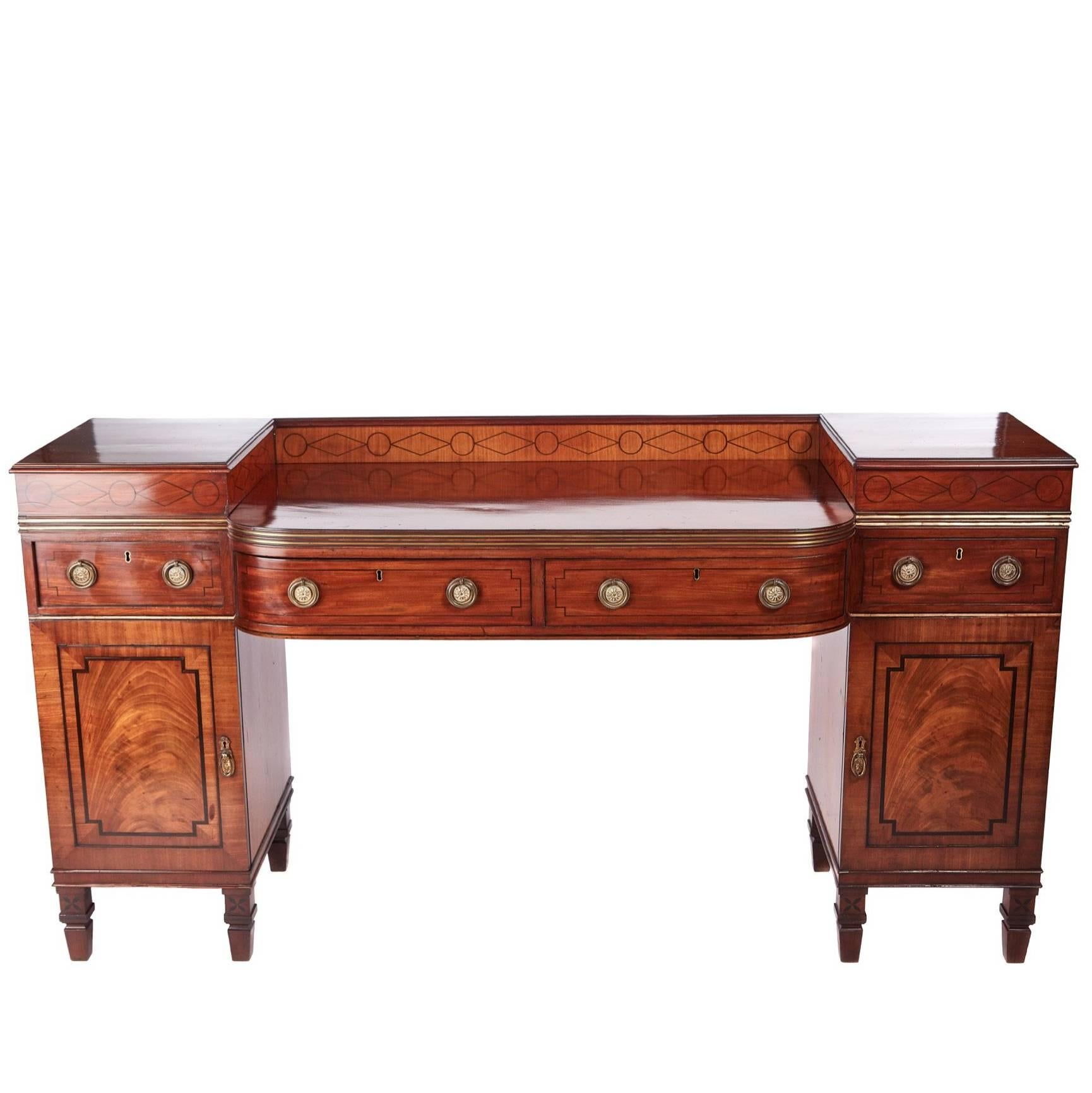 Outstanding Regency Mahogany Brass Inlaid Sideboard For Sale