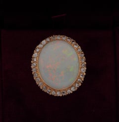 Outstanding Retro 8.00 Carat Australian Opal Rose Cut Diamond Rare Ring