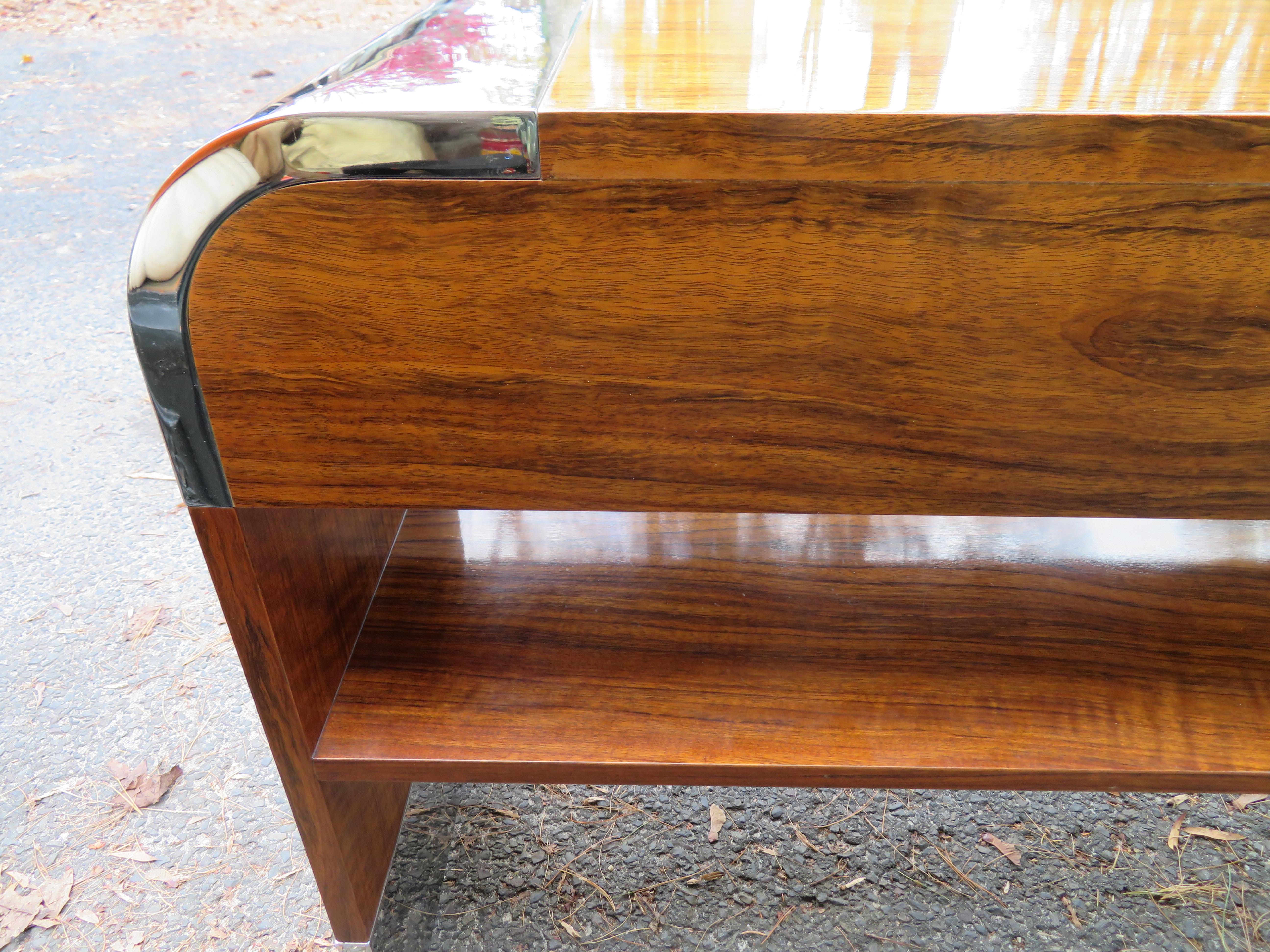 Outstanding Rosewood Pace Collection Chrome Console Table, Mid-Century Modern 9